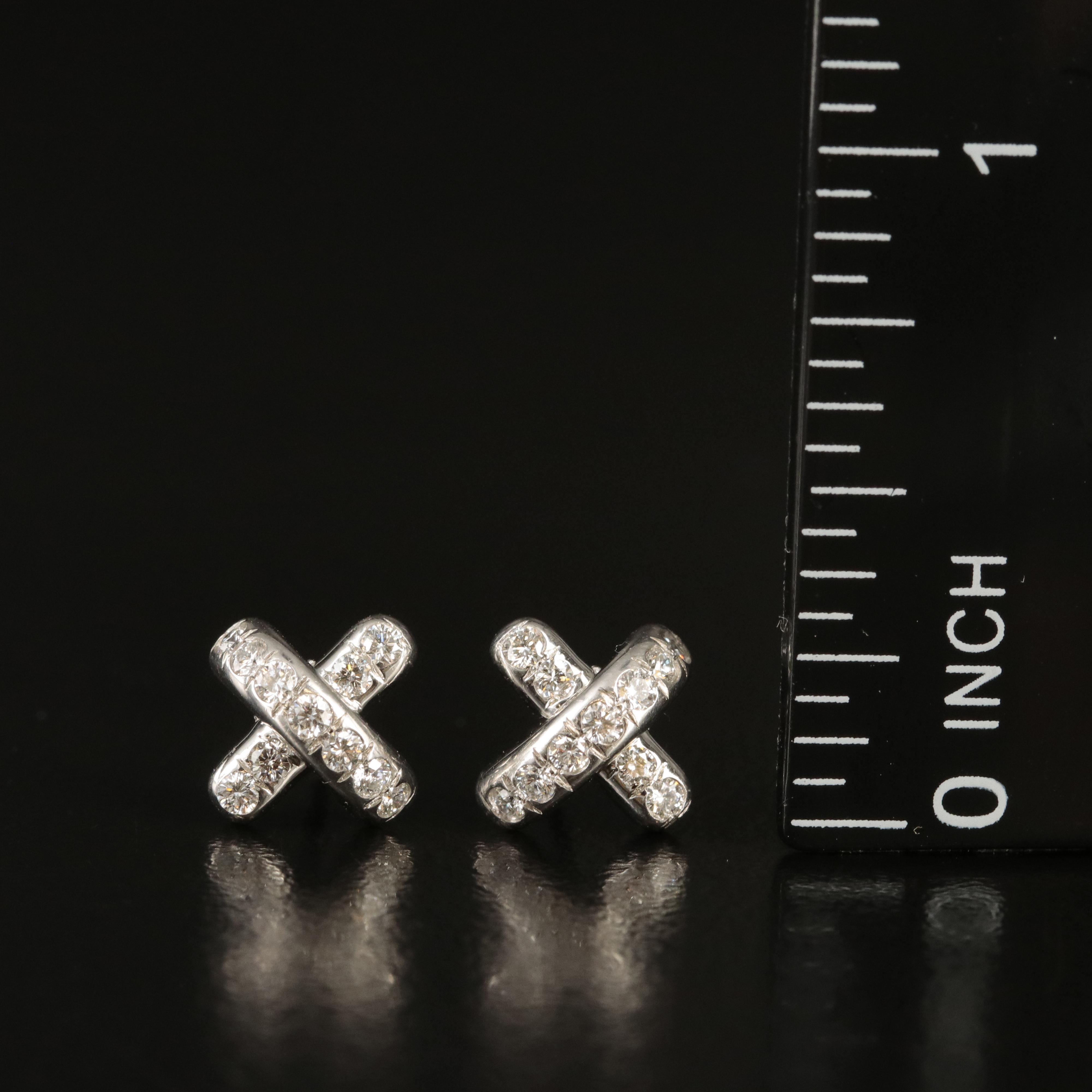 Tiffany & Co. Platinum 0.39 CTW Diamond Cross Stitch X Earrings