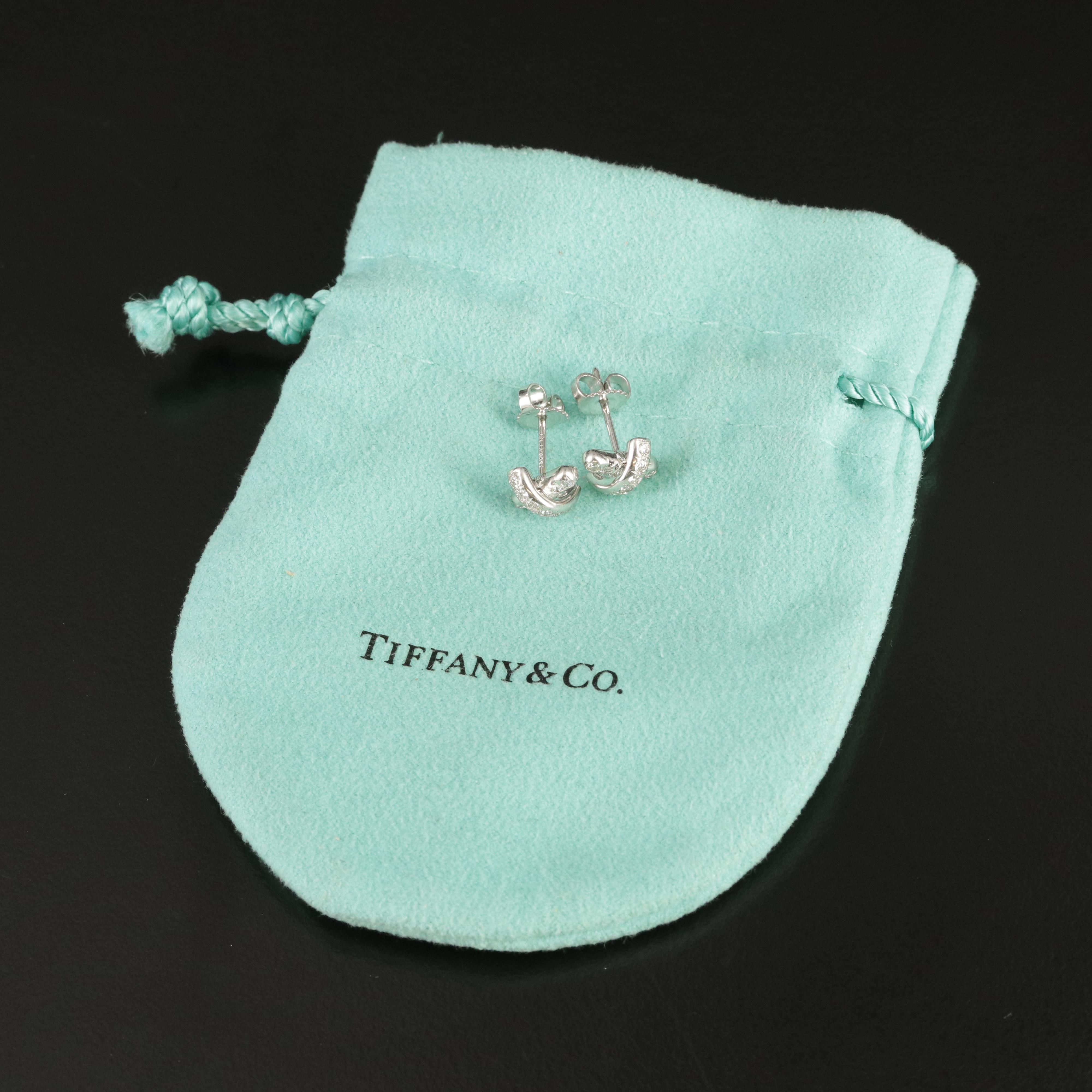 Tiffany & Co. Platinum 0.39 CTW Diamond Cross Stitch X Earrings
