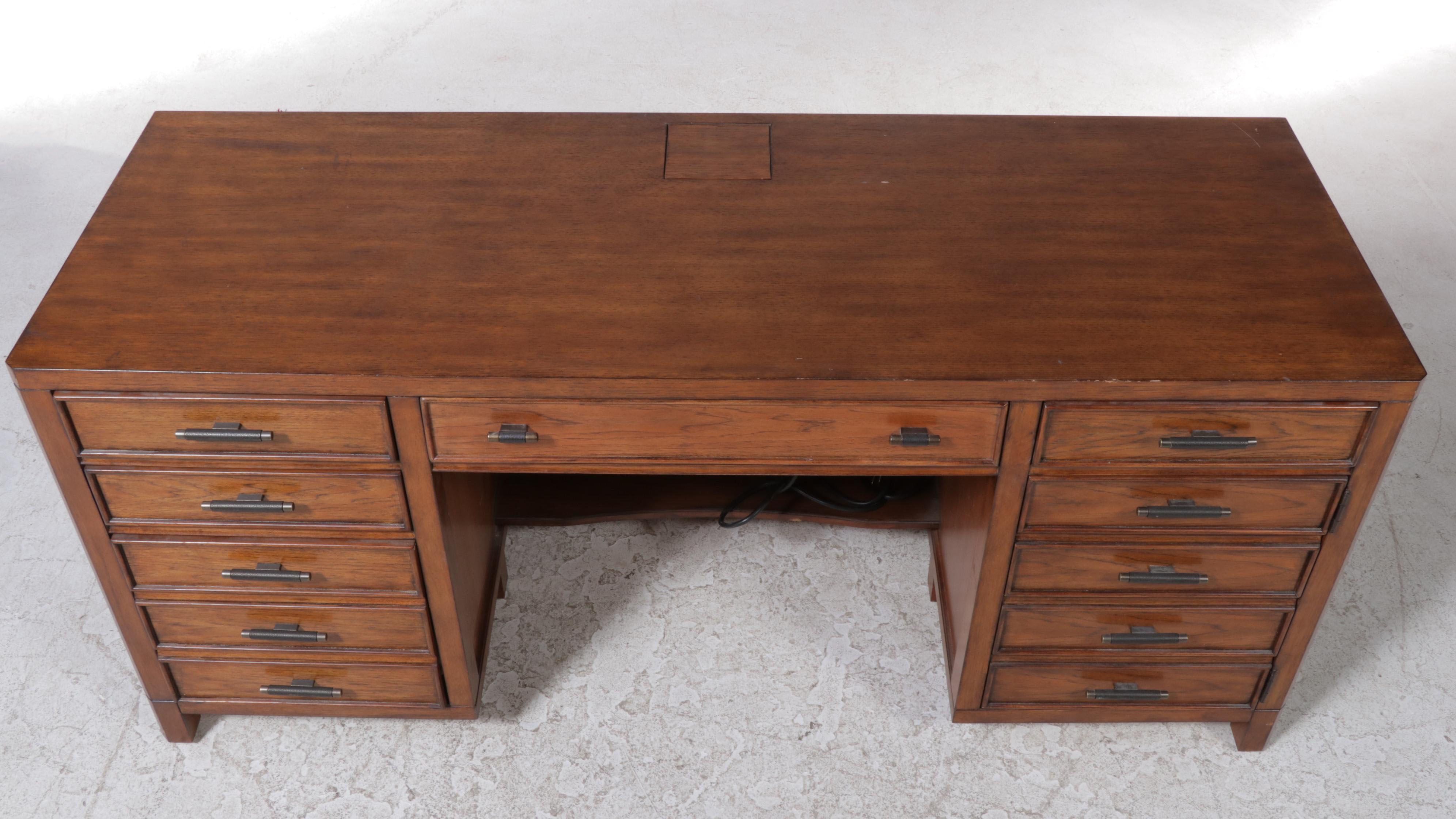Contemporary Oak Executive Desk