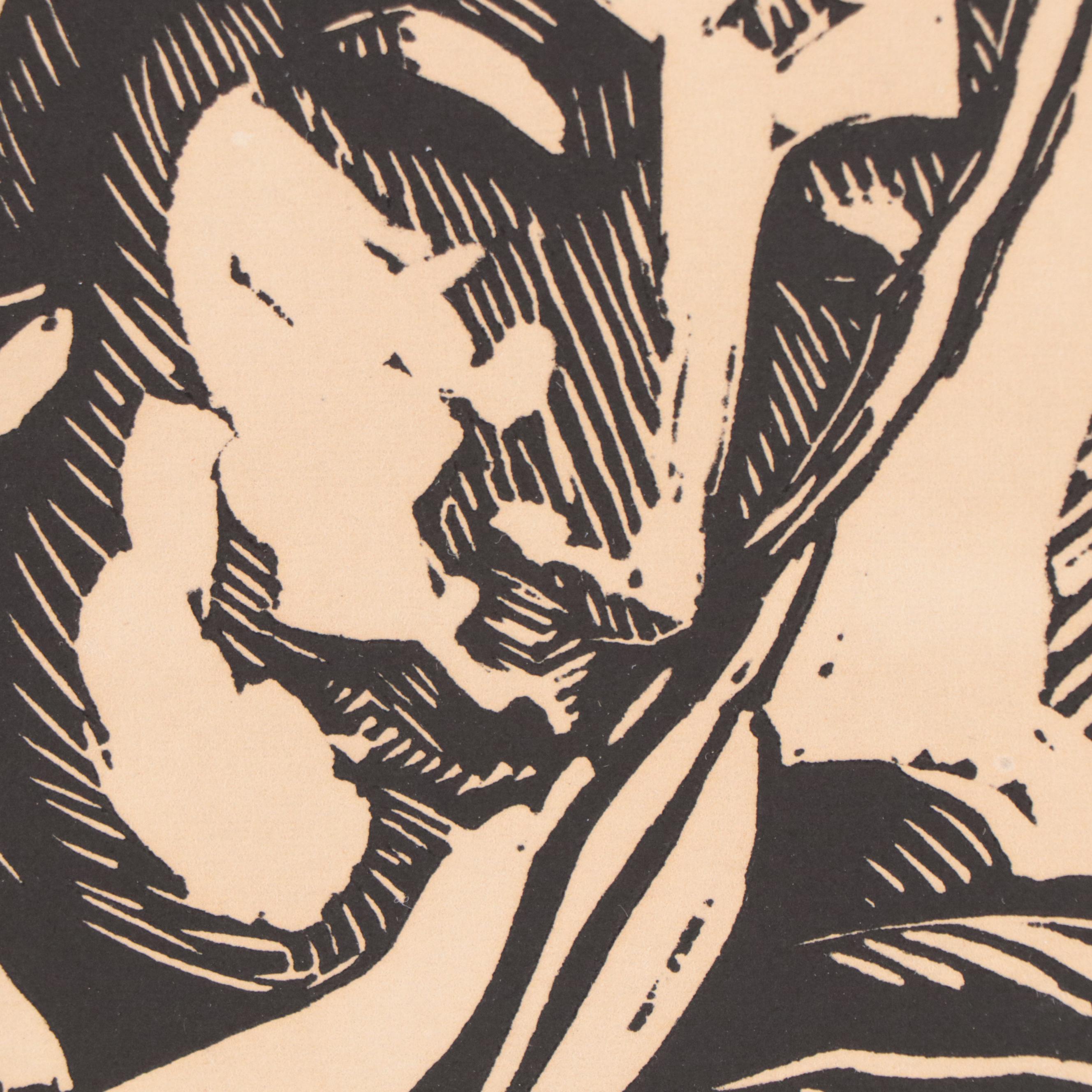 Bozena Sochor Linocut "Ave Maria," Mid-20th Century