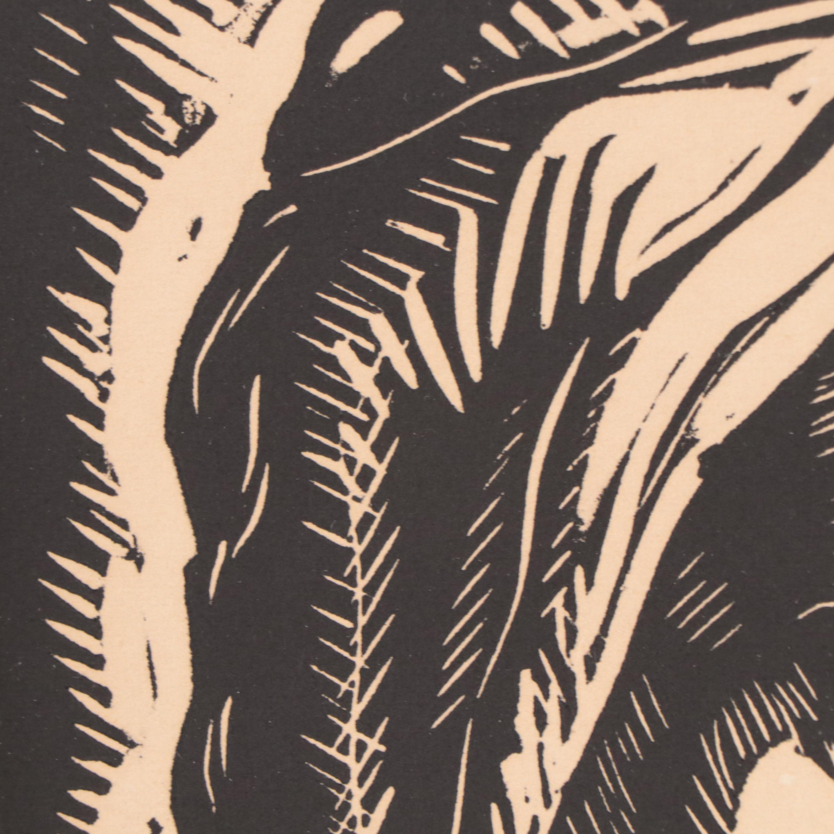 Bozena Sochor Linocut "Ave Maria," Mid-20th Century