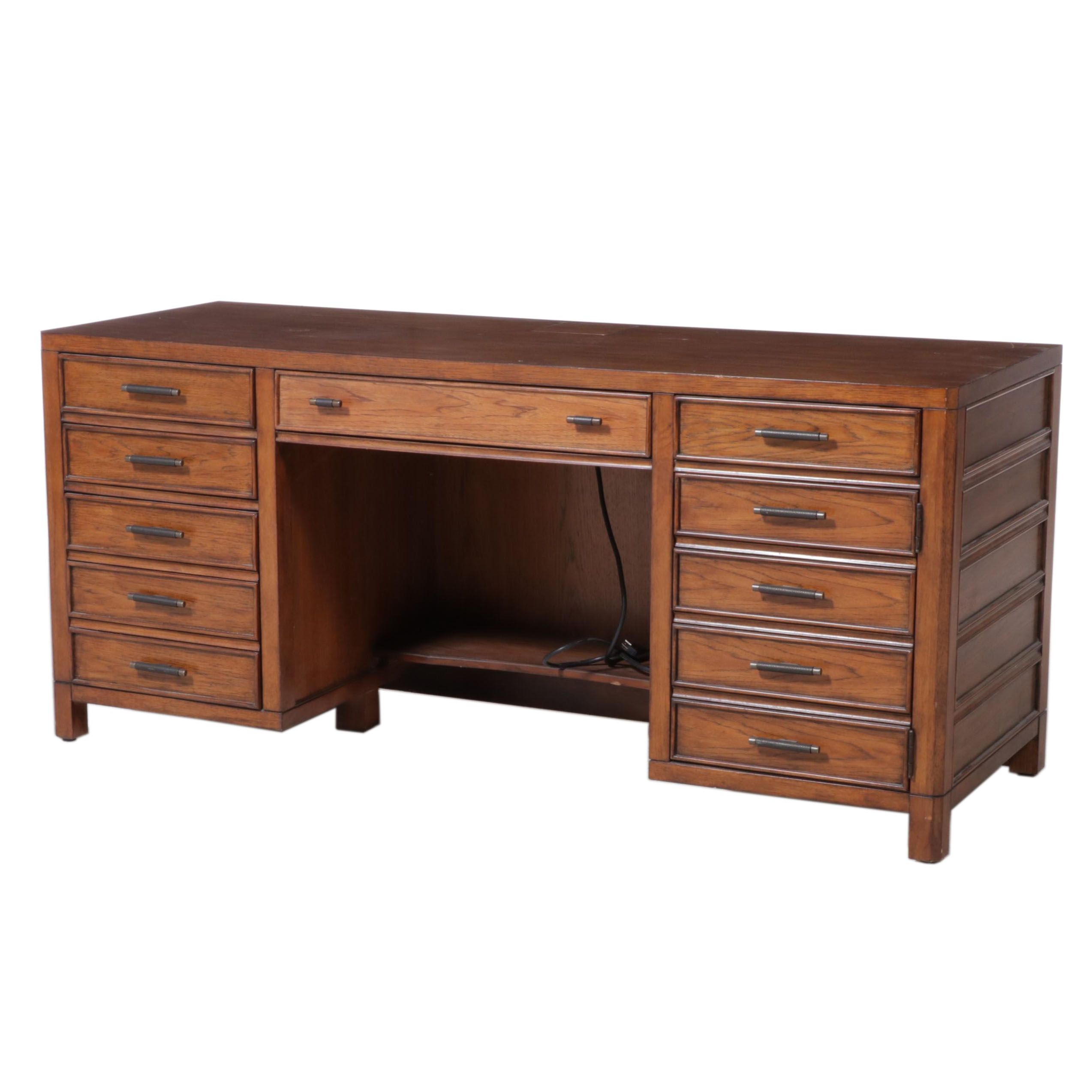 Contemporary Oak Executive Desk