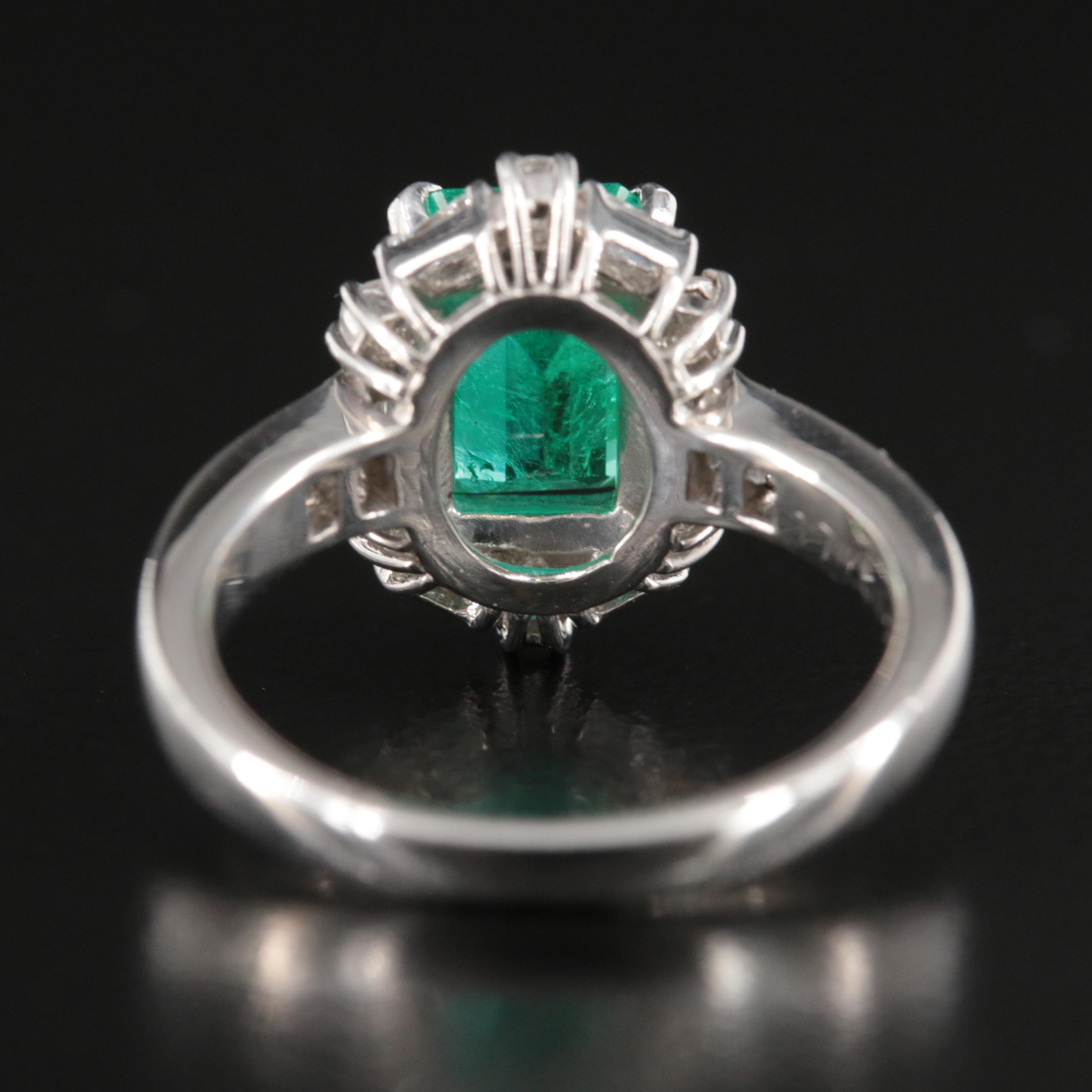 Platinum 1.70 CT Colombian Emerald and Diamond Ring with GIA Report