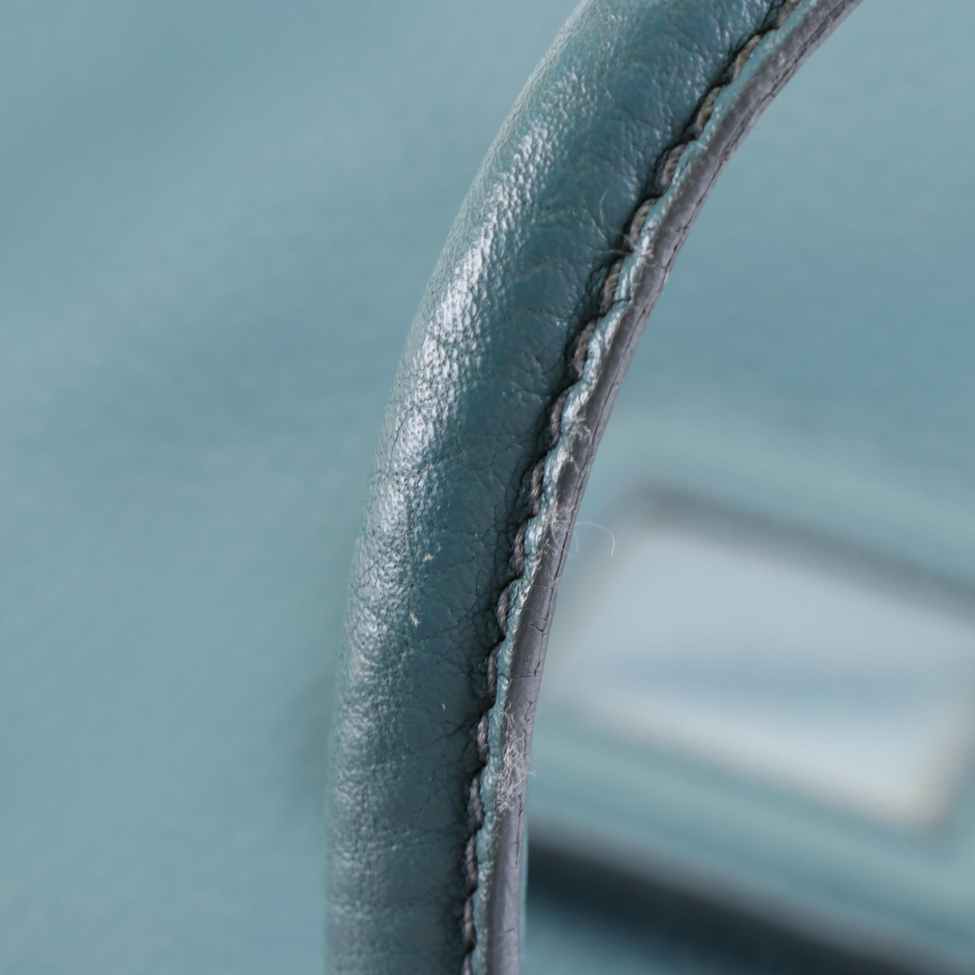 Prada Two-Way Shopping Tote in Marine Vitello Daino Leather