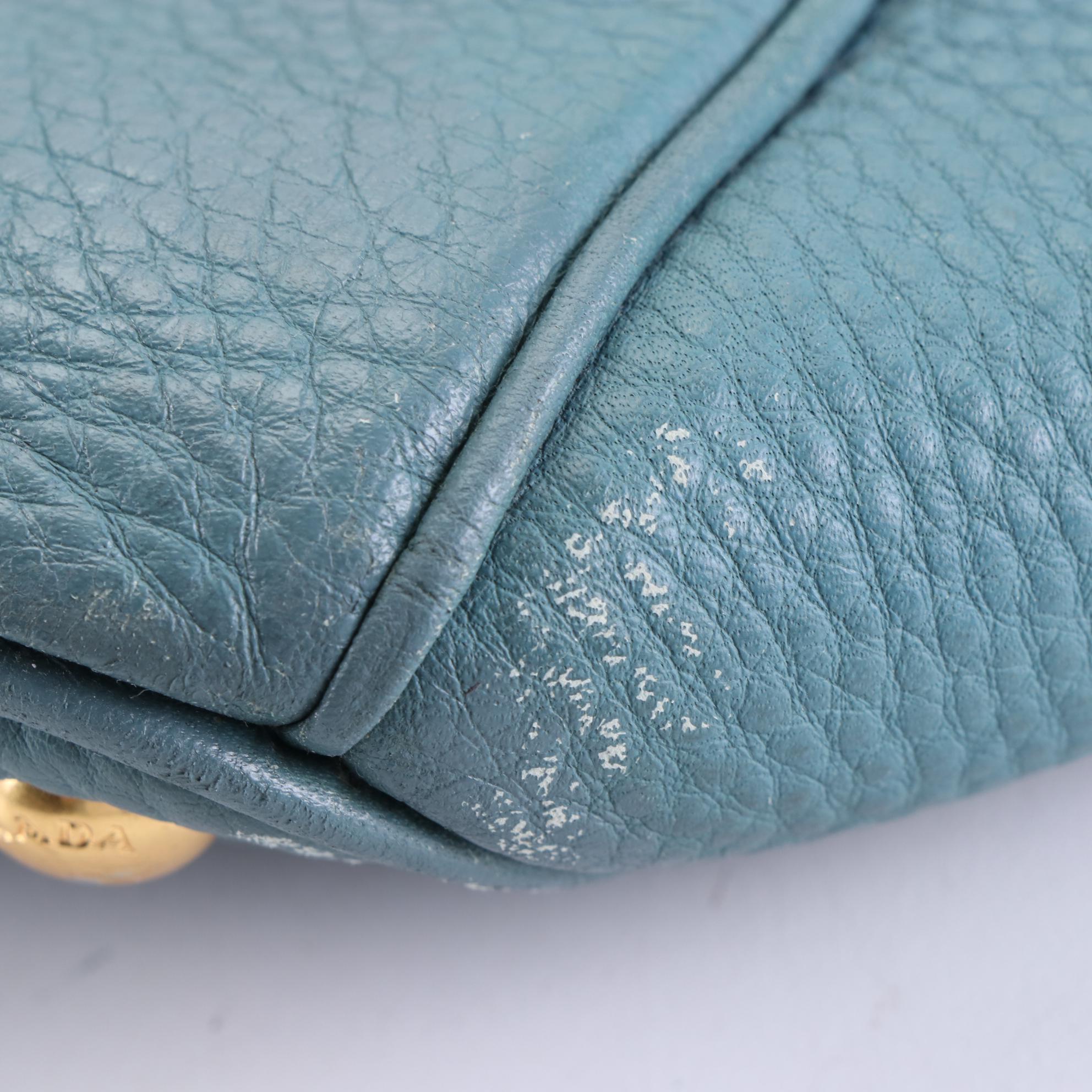 Prada Two-Way Shopping Tote in Marine Vitello Daino Leather