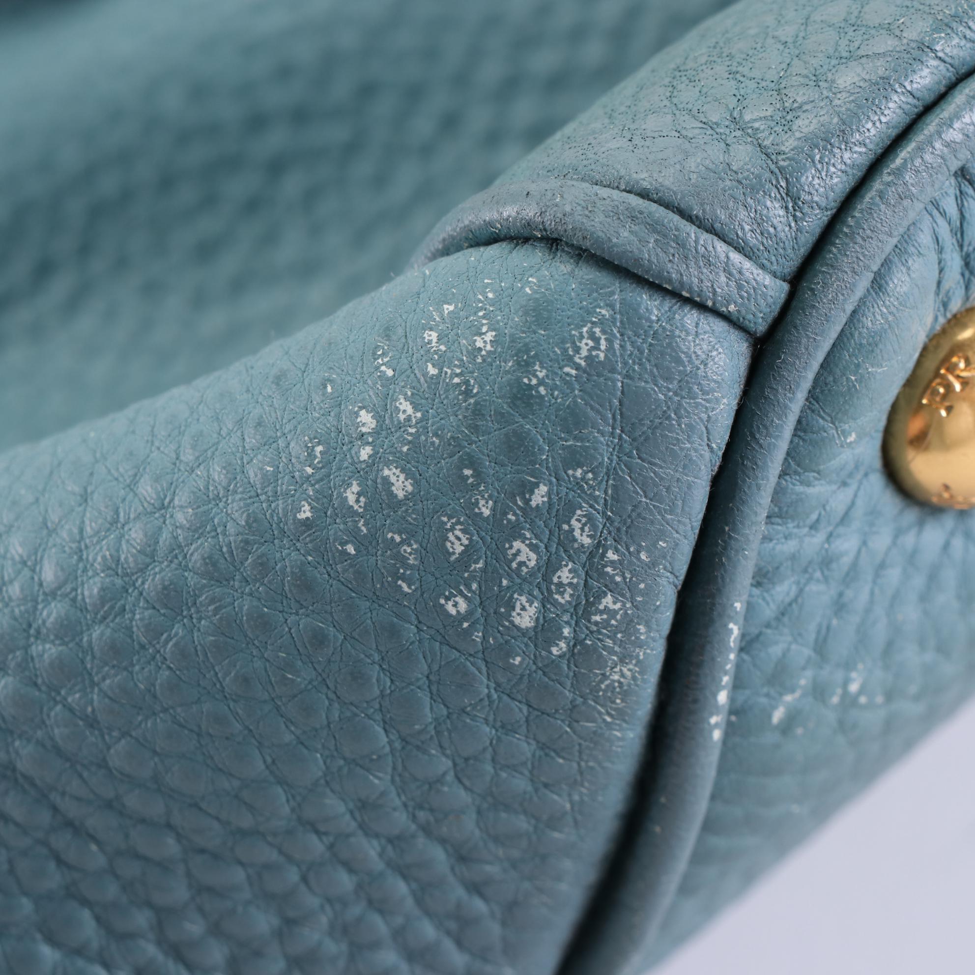 Prada Two-Way Shopping Tote in Marine Vitello Daino Leather