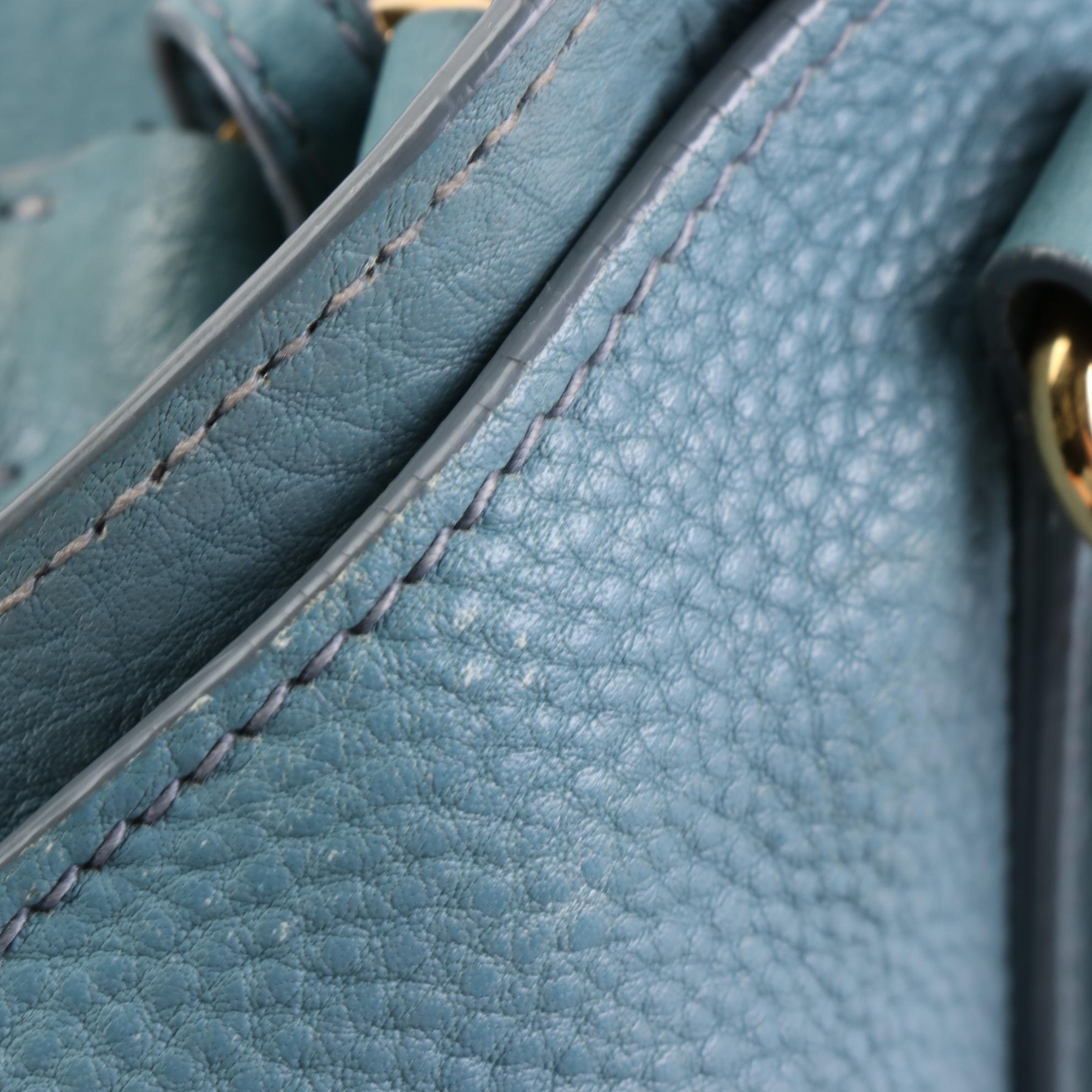 Prada Two-Way Shopping Tote in Marine Vitello Daino Leather