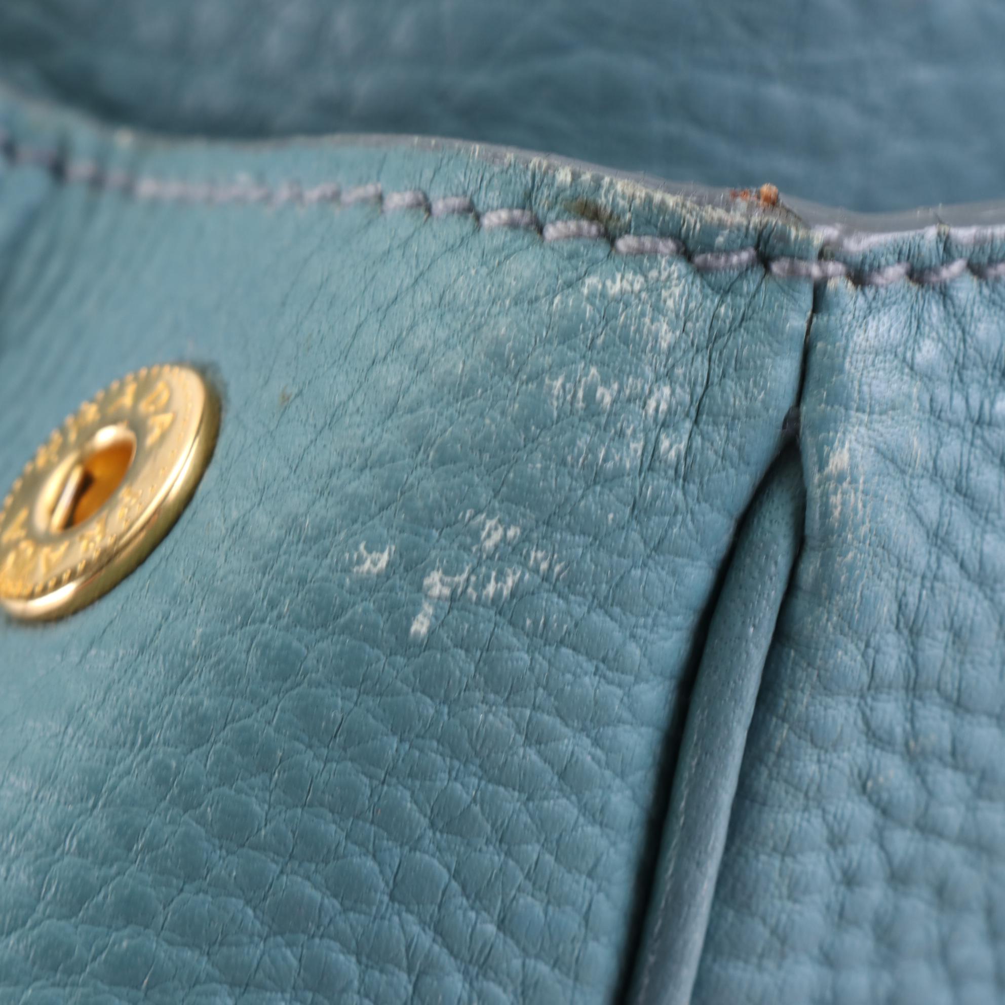 Prada Two-Way Shopping Tote in Marine Vitello Daino Leather