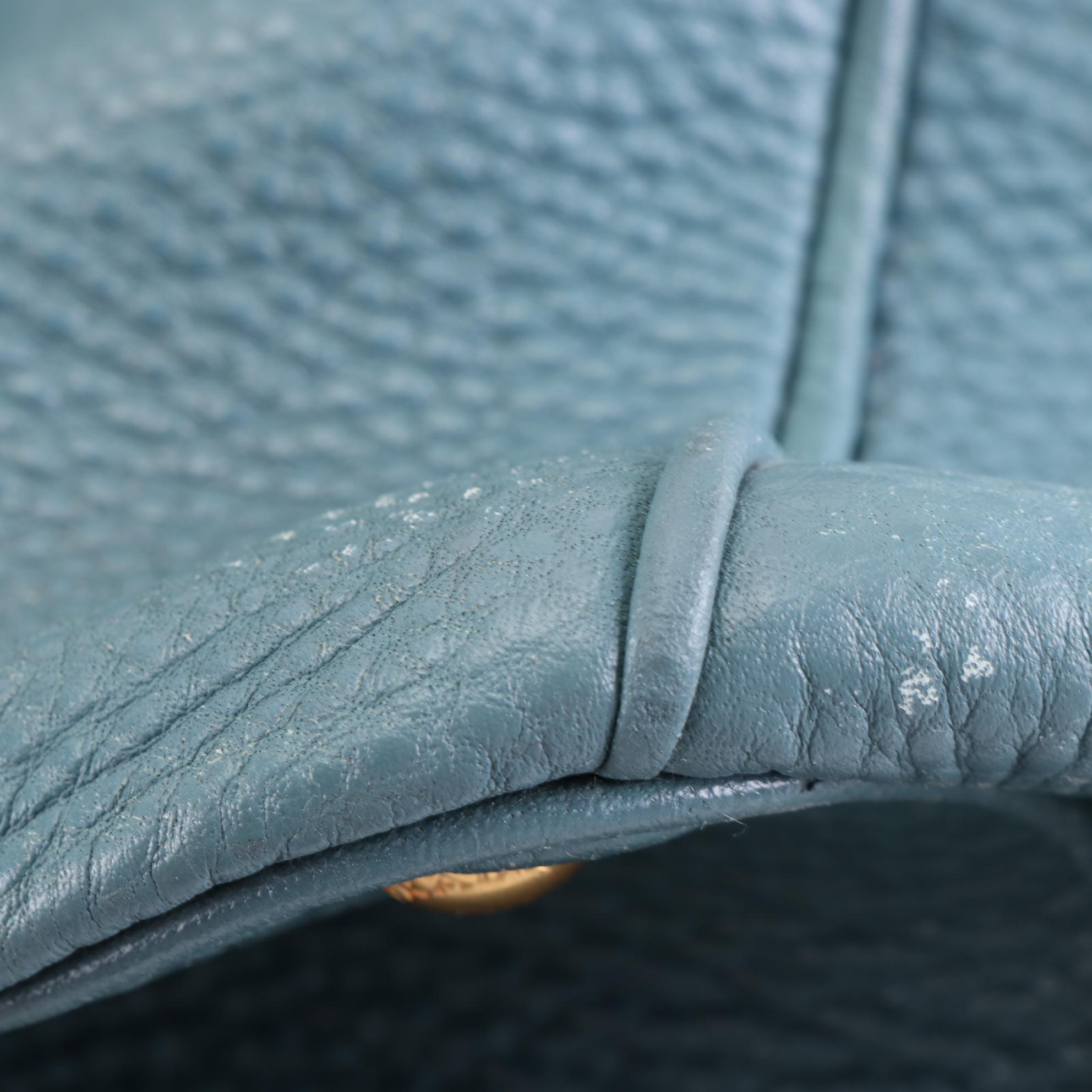 Prada Two-Way Shopping Tote in Marine Vitello Daino Leather