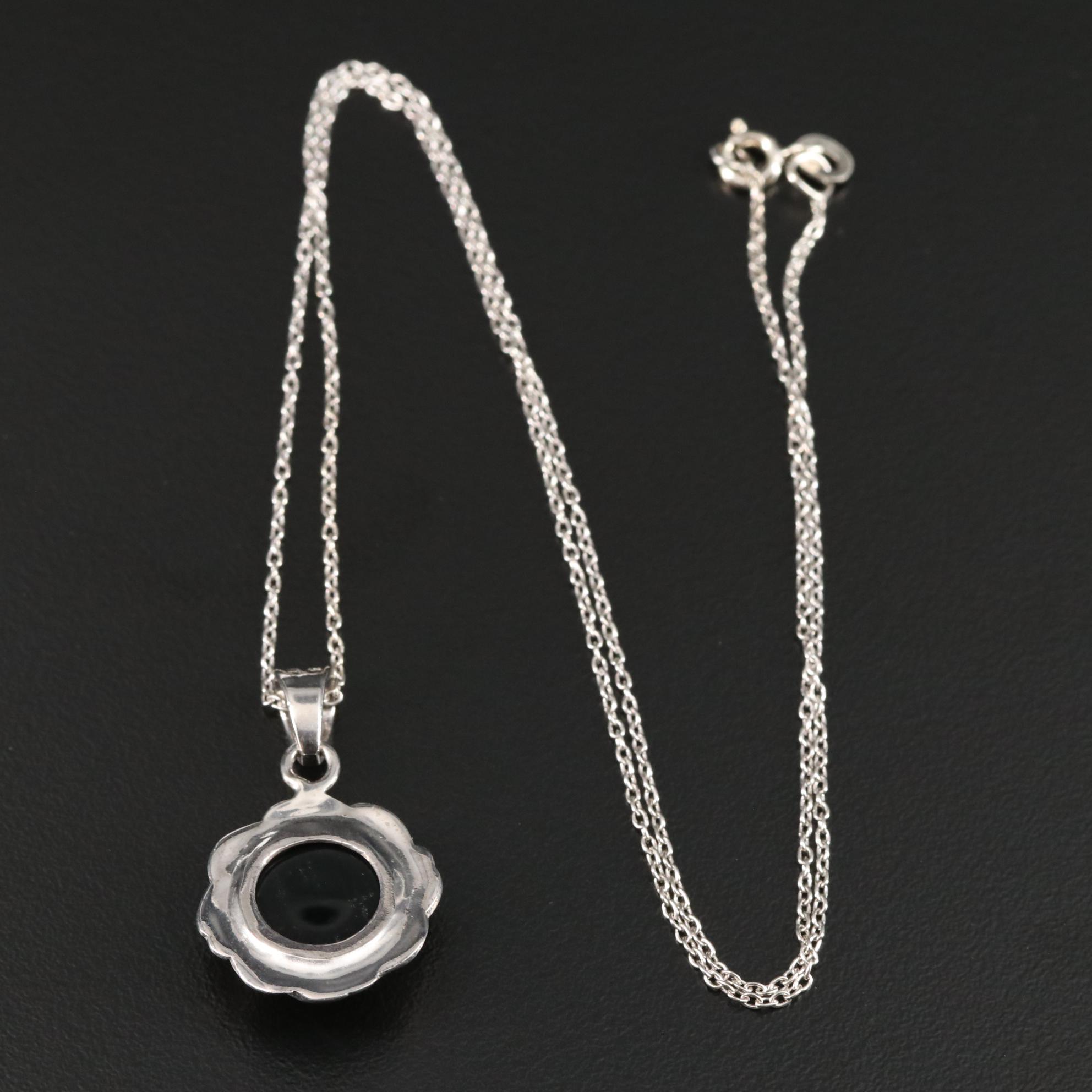 Sterling and Black Onyx Pendant Necklace