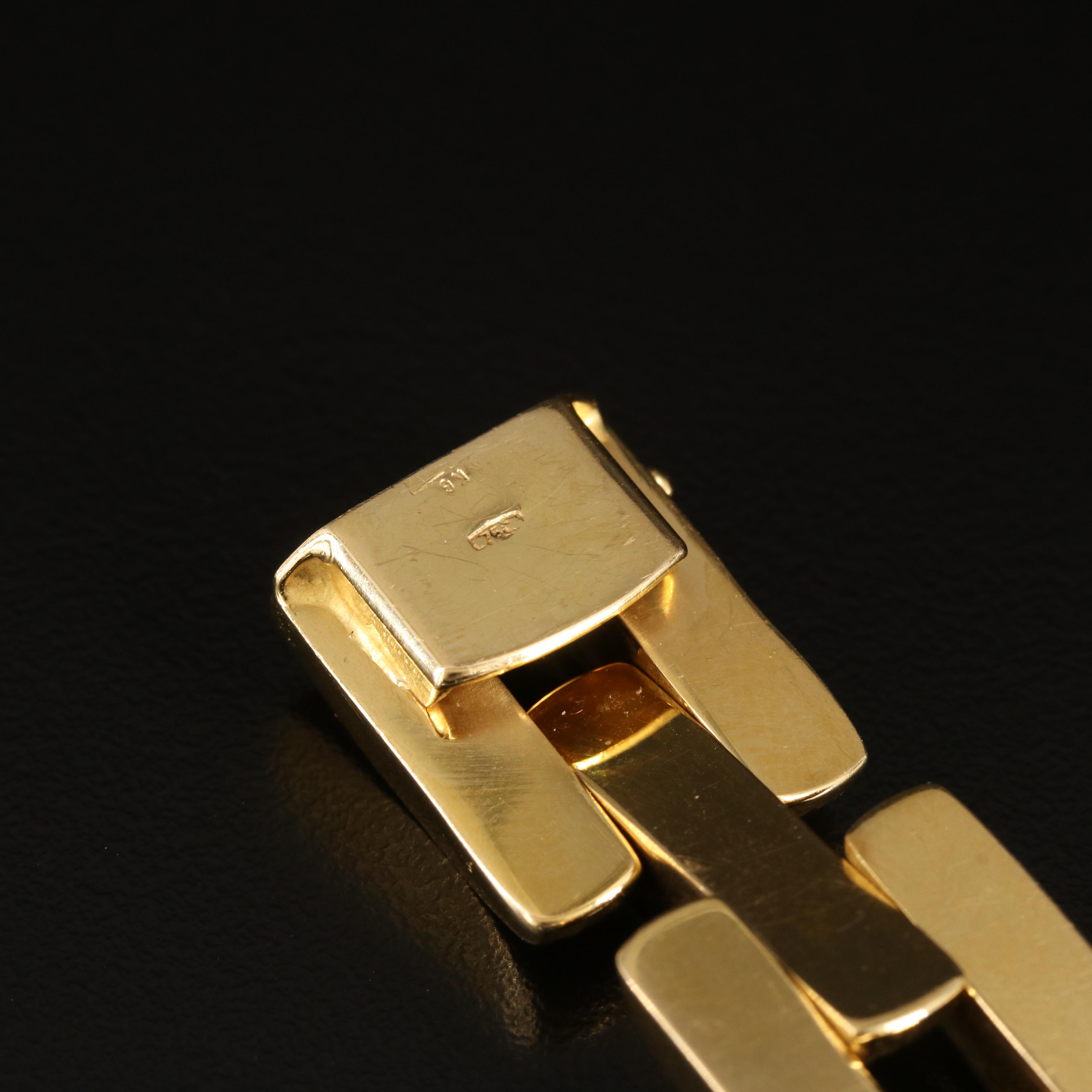 18K Panther Link Bracelet with 14K Rose Gold 0.08 CT Diamond Heart Charm