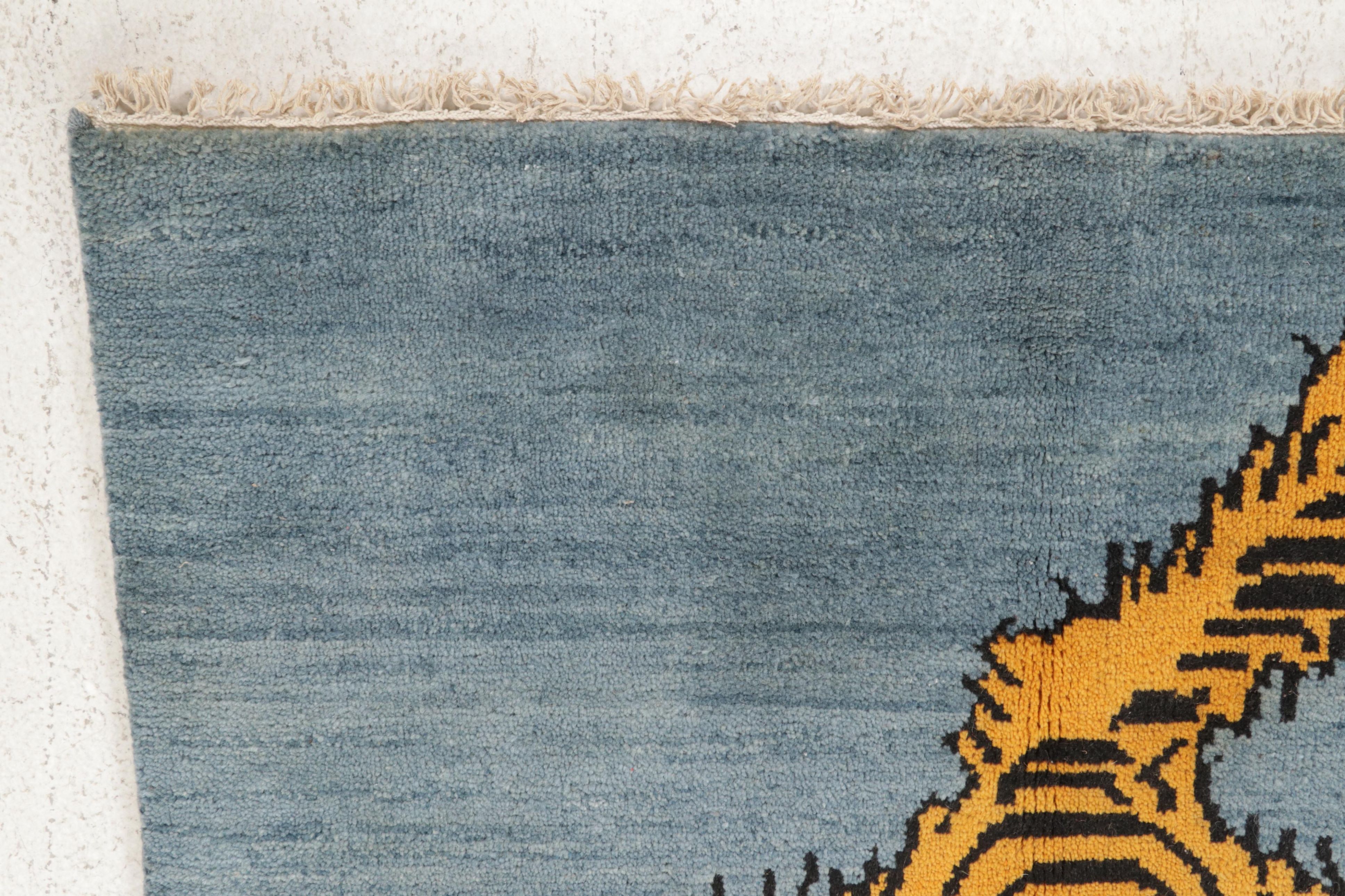 4' x 6'3 Hand-Knotted Nepalese Tiger Figure Area Rug