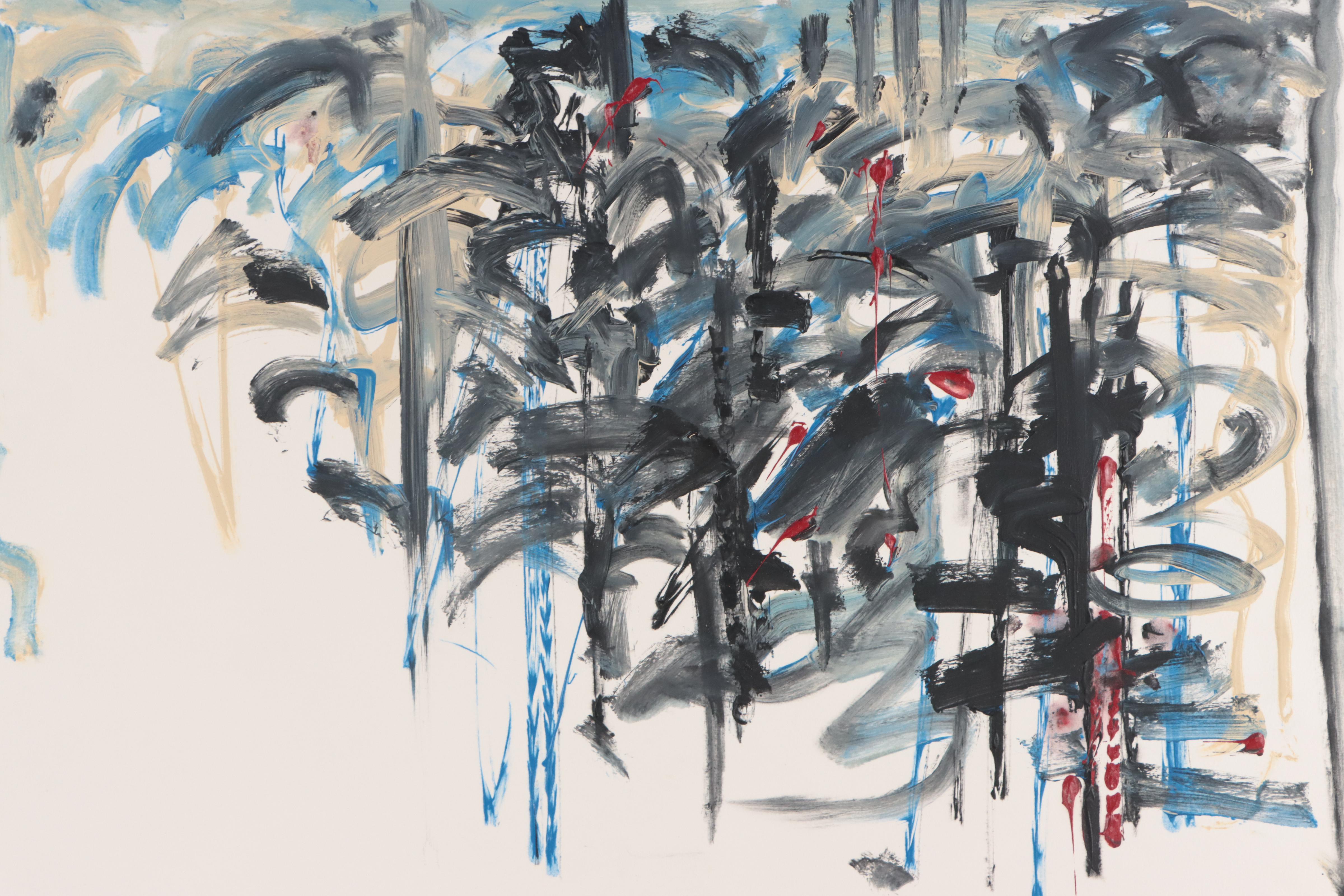 Jack Meanwell Abstract Landscape Acrylic Painting, 1988