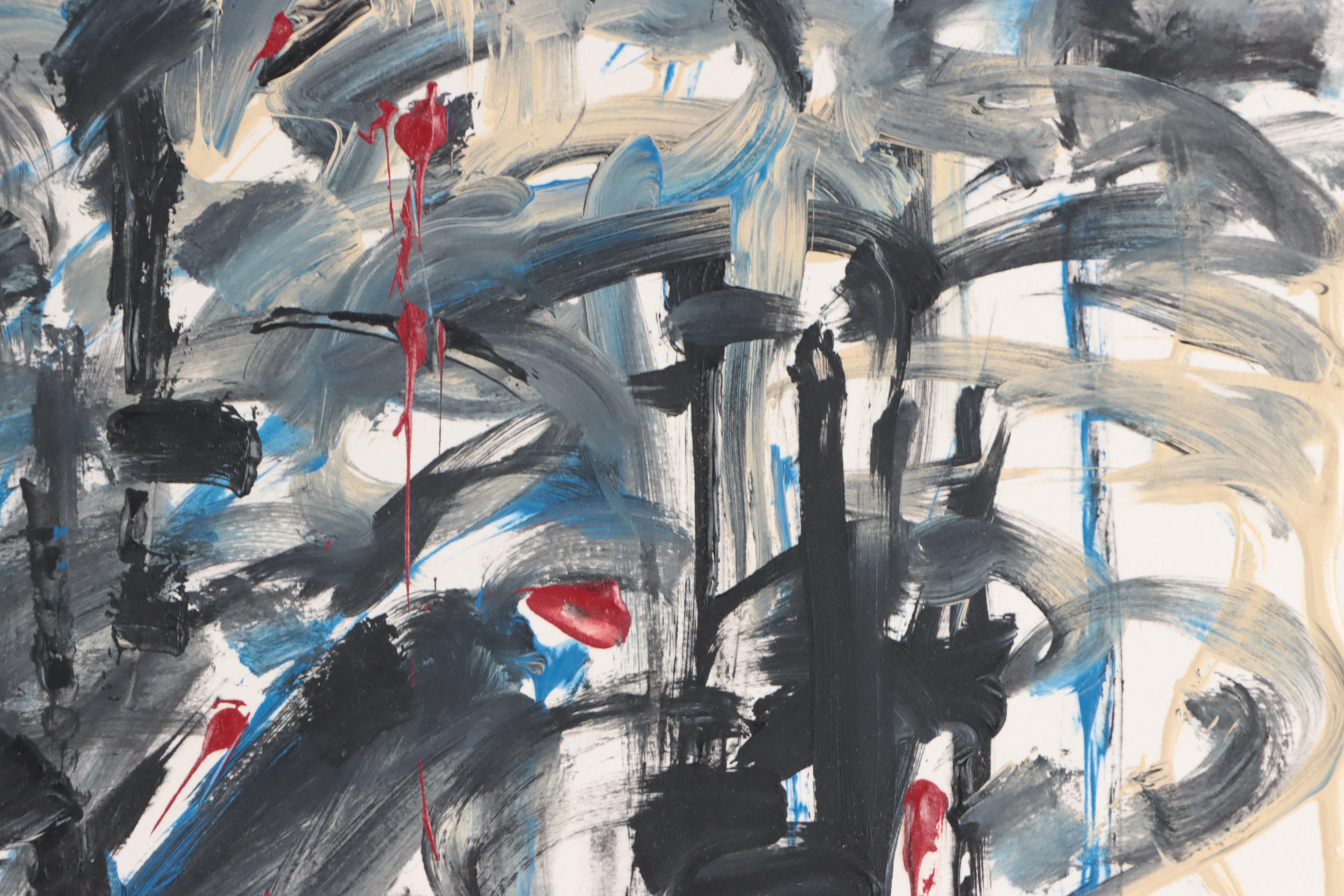 Jack Meanwell Abstract Landscape Acrylic Painting, 1988