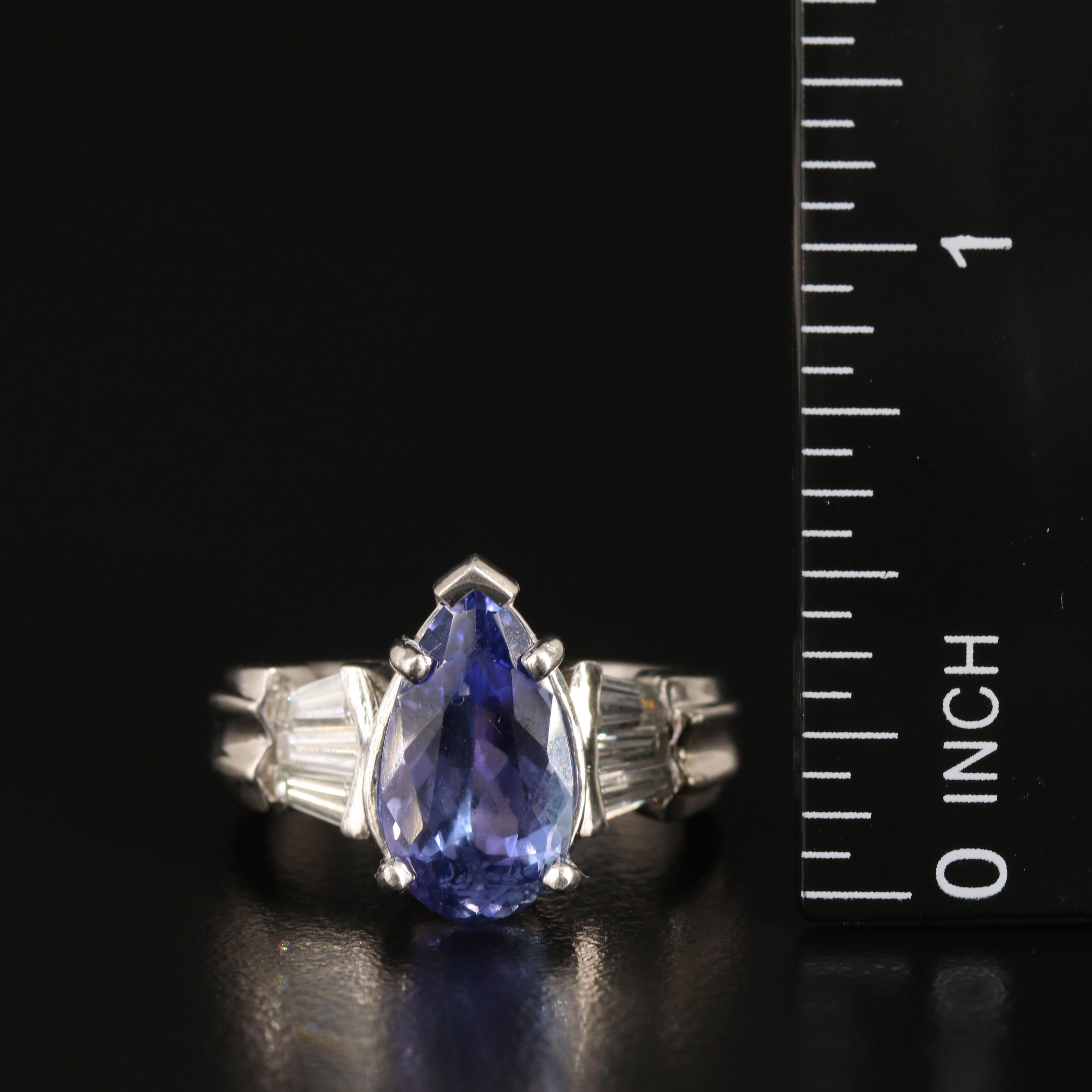 Platinum 3.90 CT Tanzanite and Diamond Ring