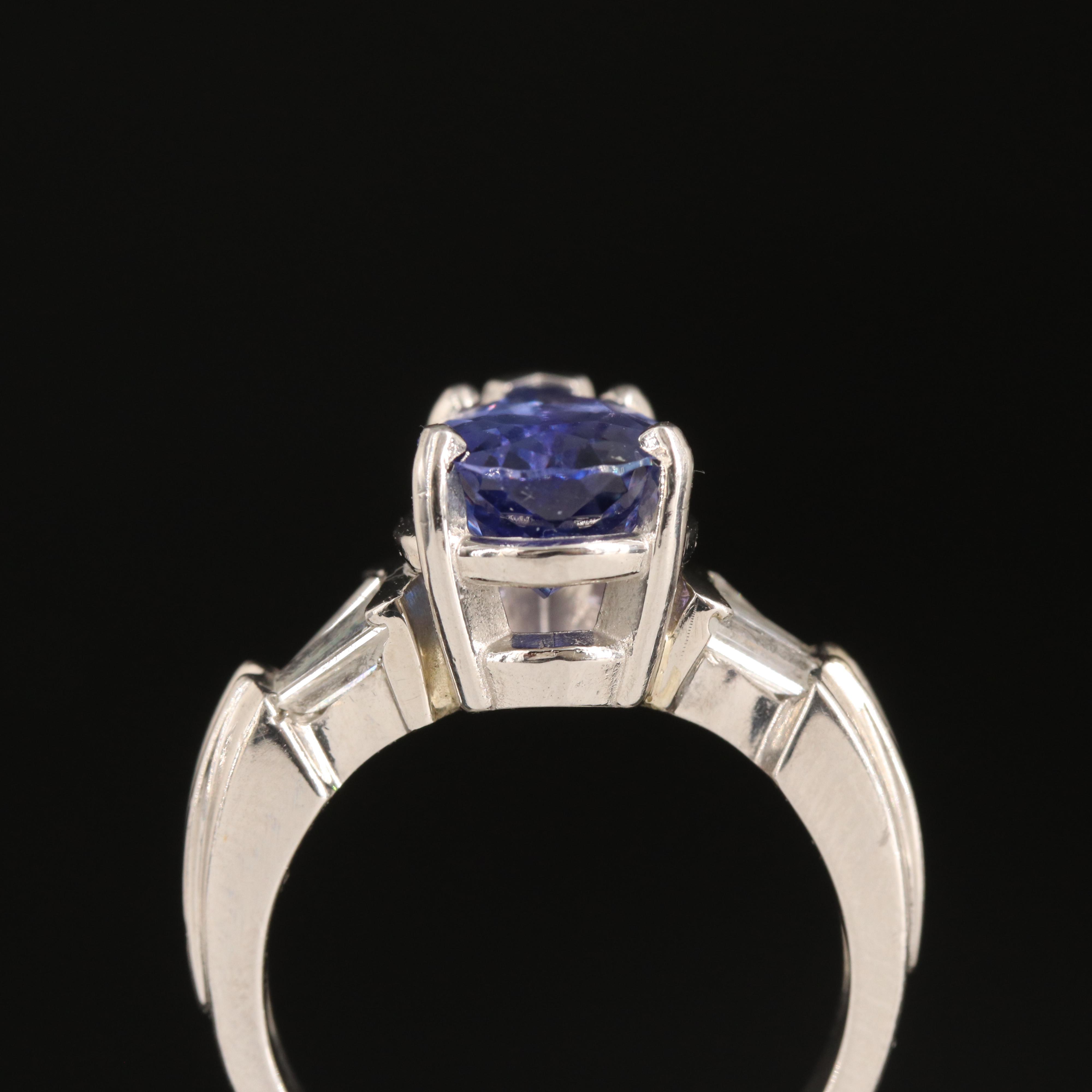 Platinum 3.90 CT Tanzanite and Diamond Ring