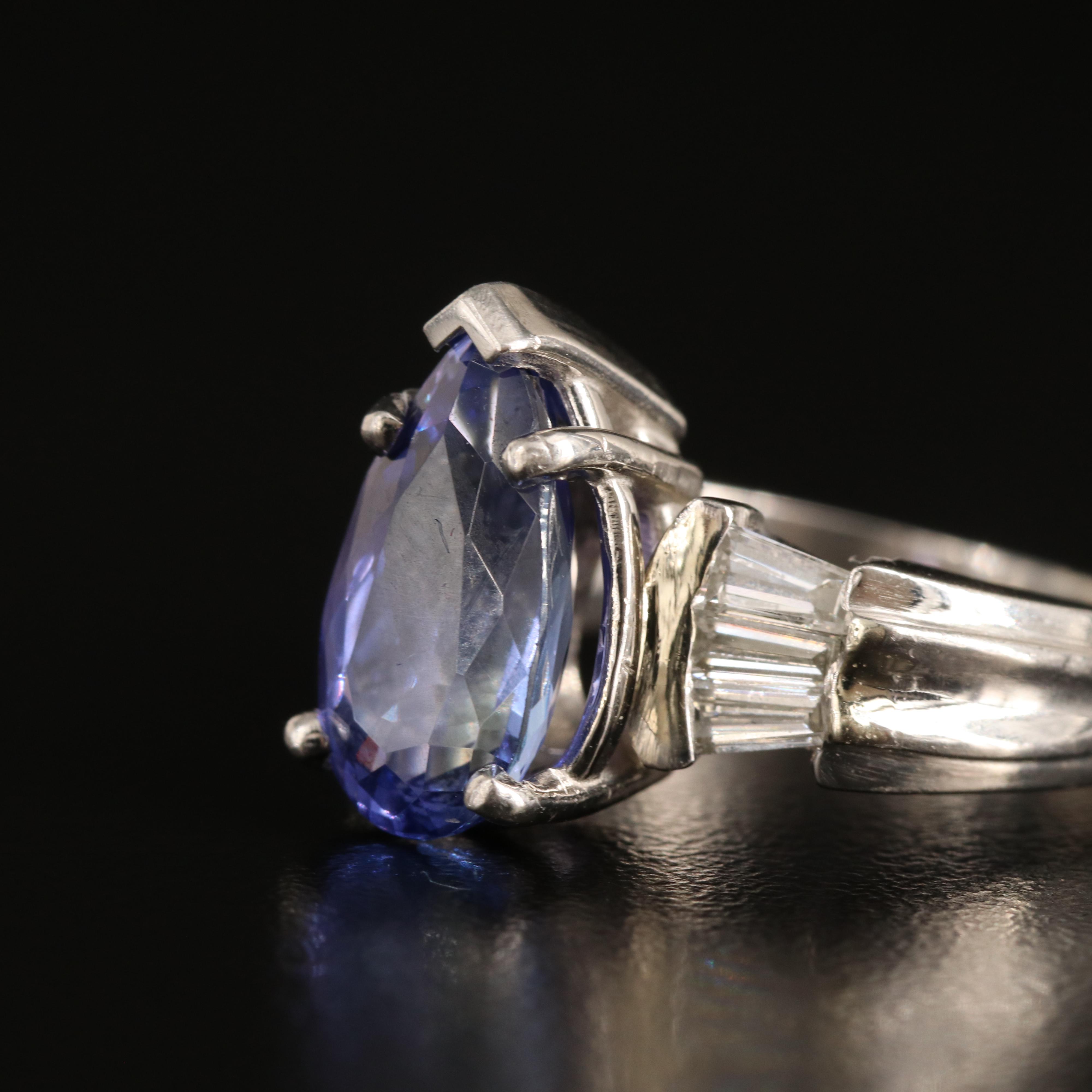 Platinum 3.90 CT Tanzanite and Diamond Ring