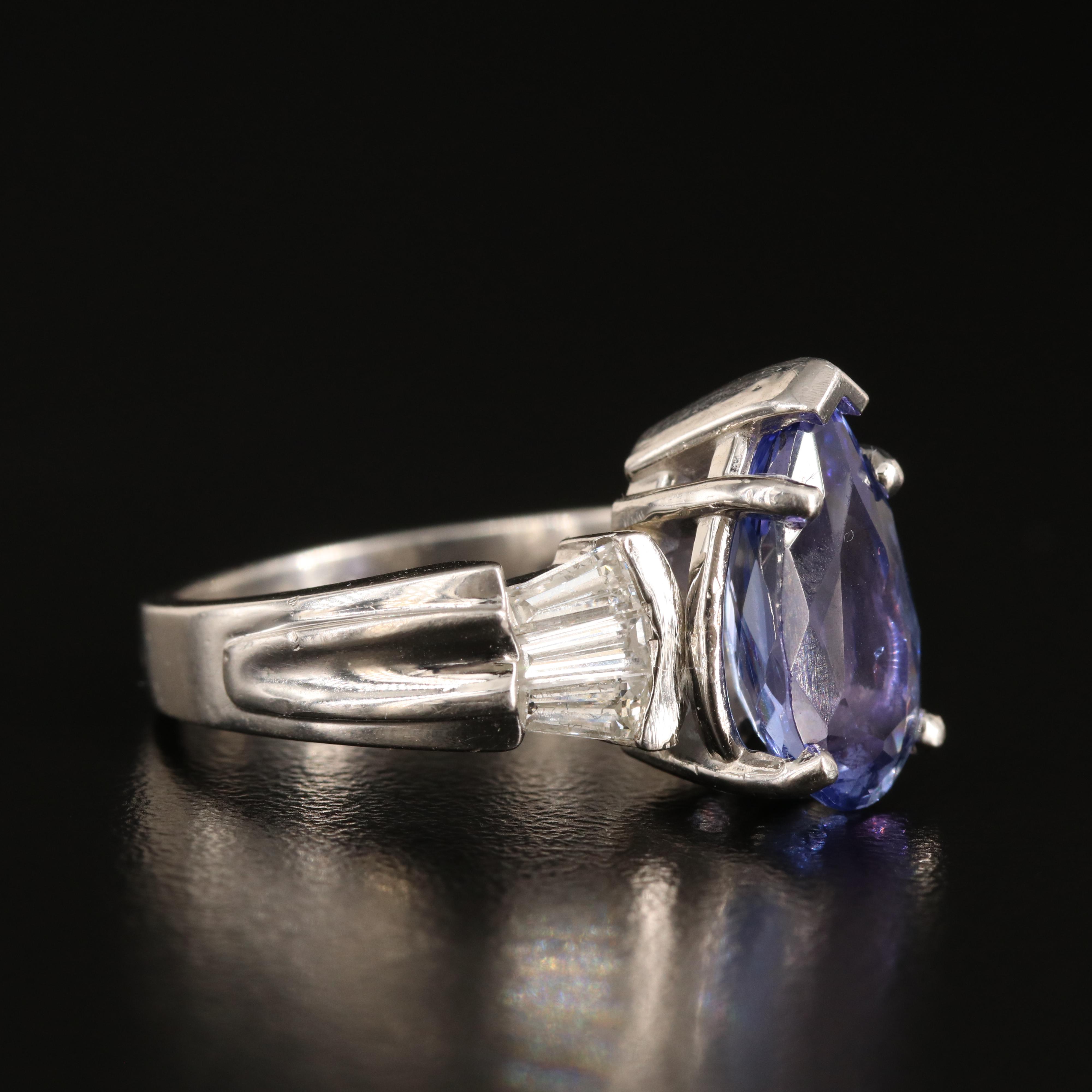 Platinum 3.90 CT Tanzanite and Diamond Ring