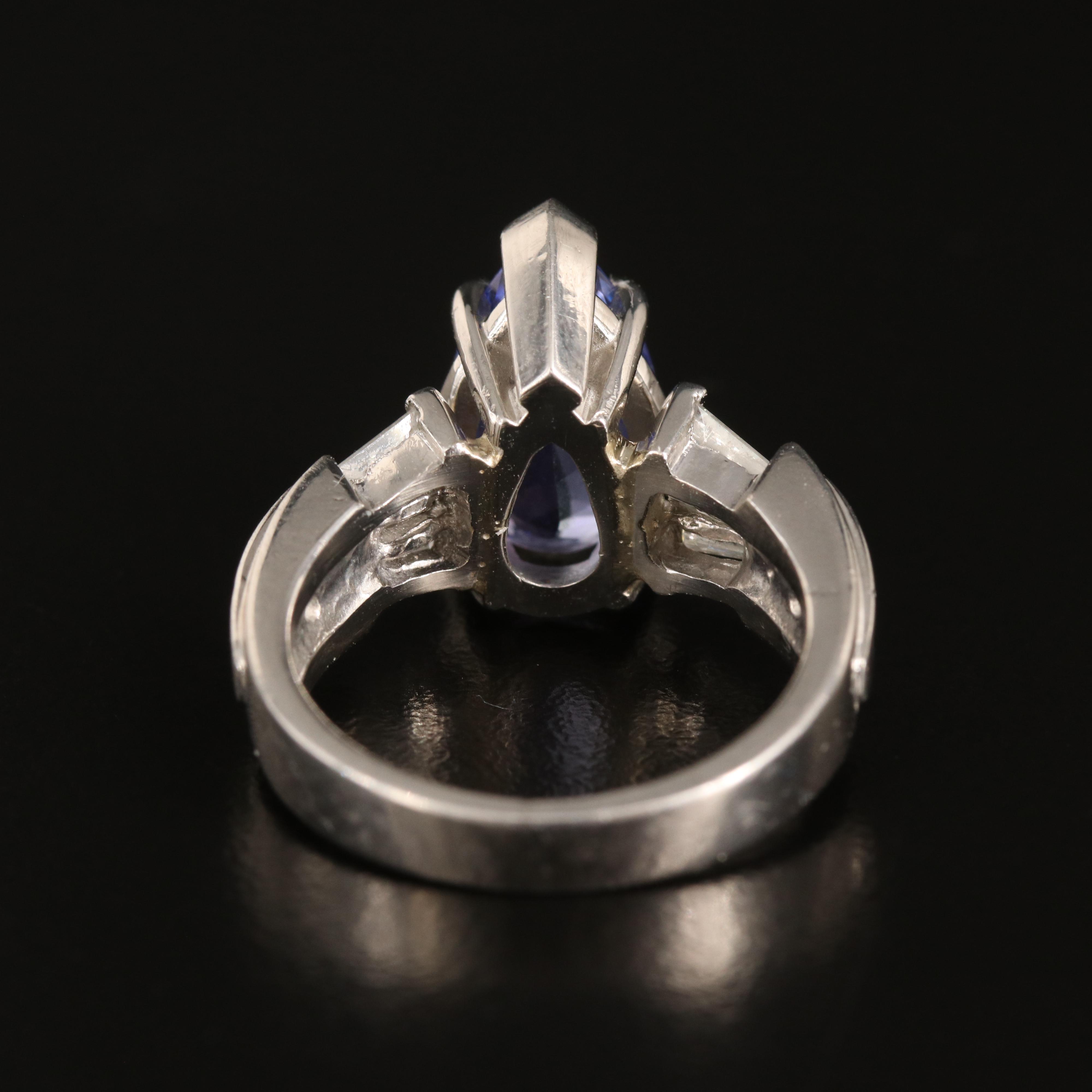 Platinum 3.90 CT Tanzanite and Diamond Ring
