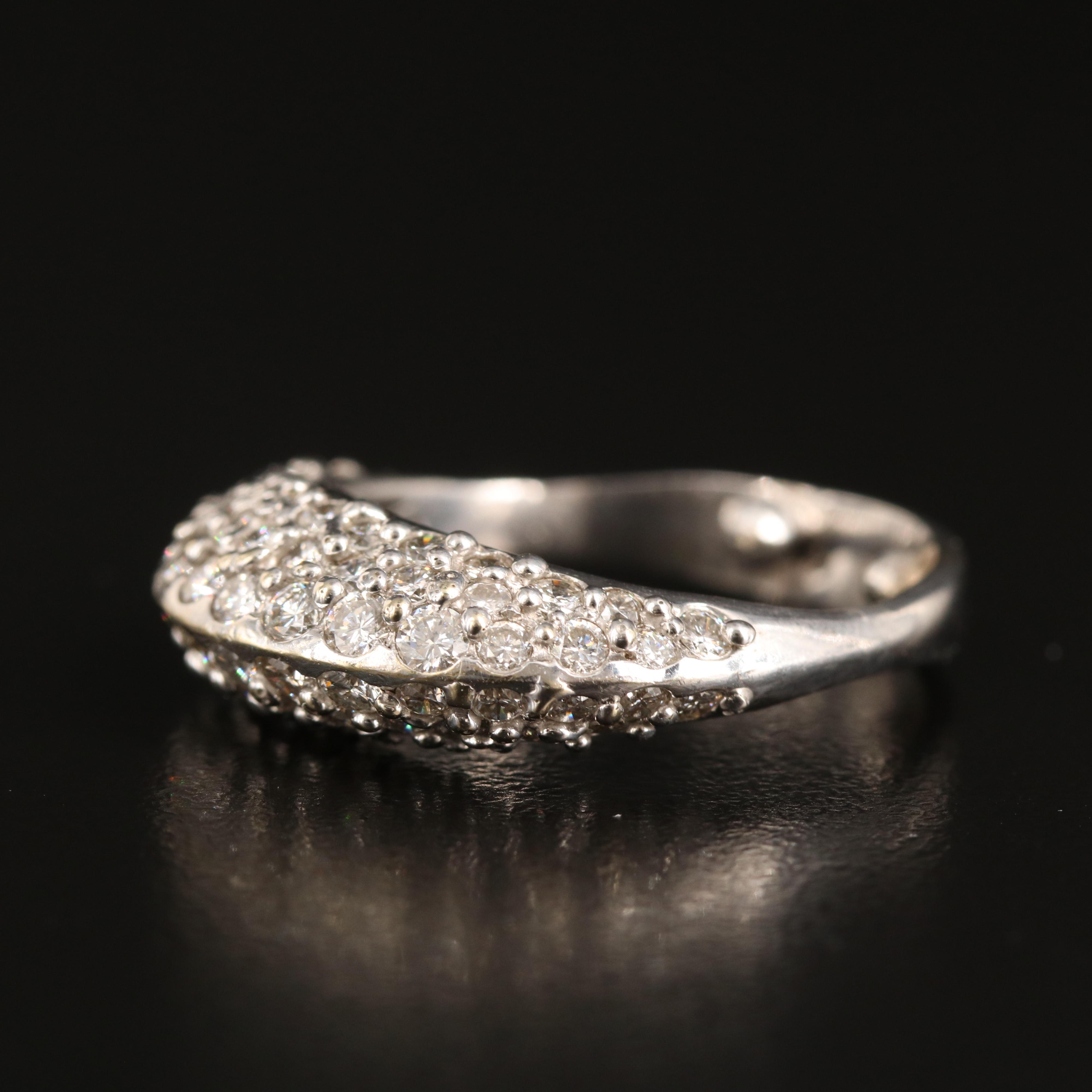 18K 2.00 CTW Pavé Diamond Knife-Edge Ring