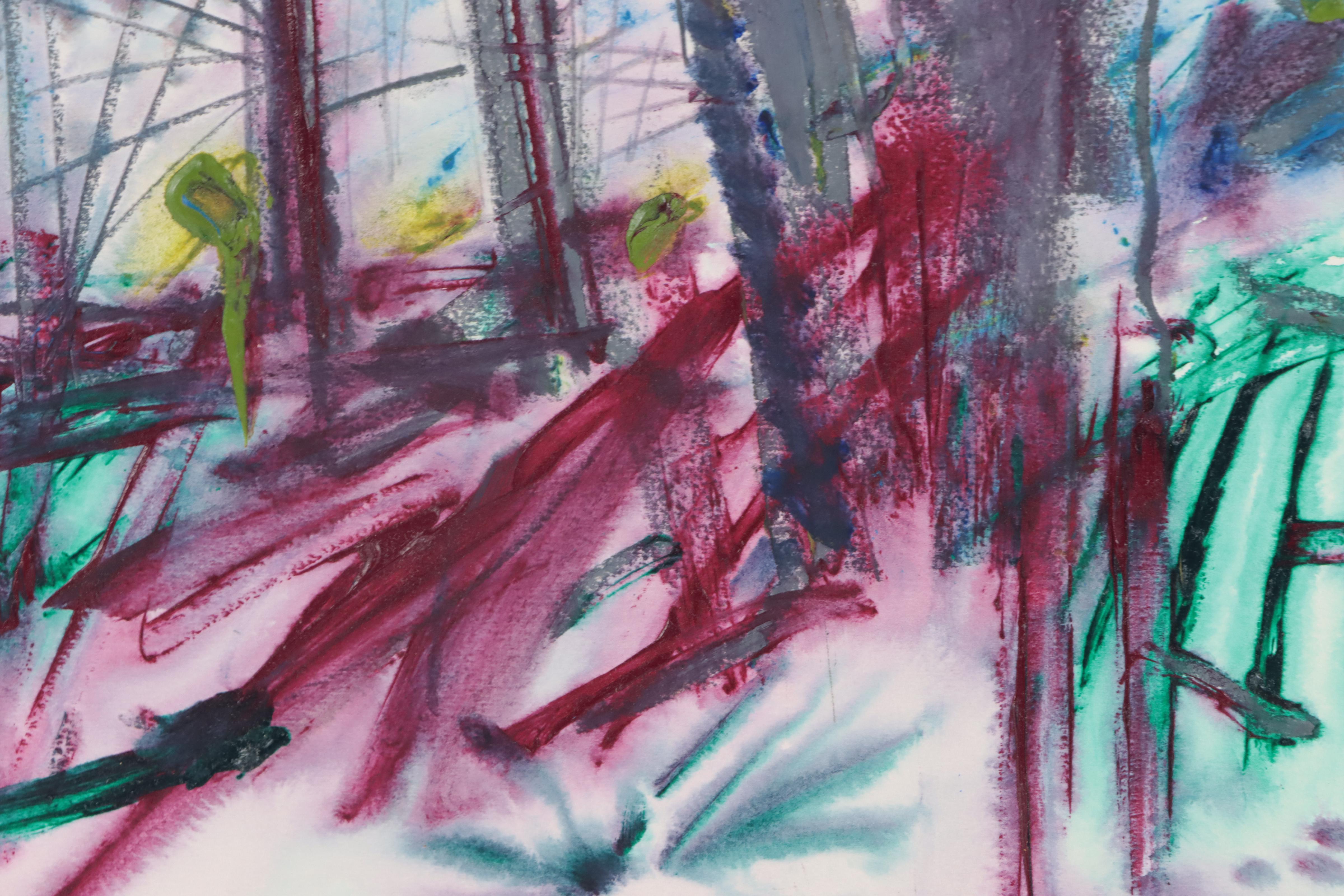 Jack Meanwell Abstract Landscape Mixed Media Painting