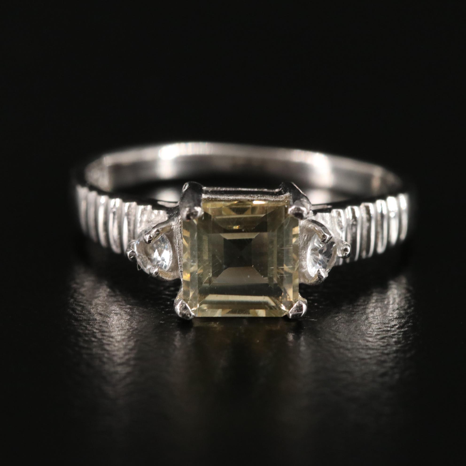 Sterling Citrine and White Topaz Ring