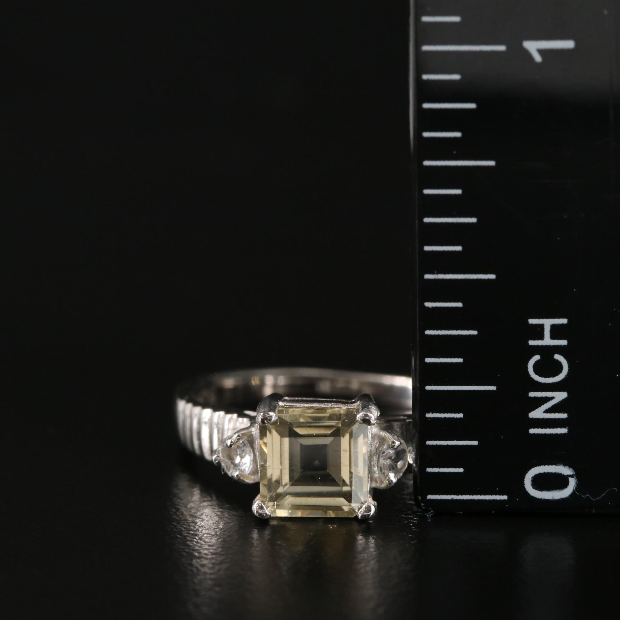 Sterling Citrine and White Topaz Ring