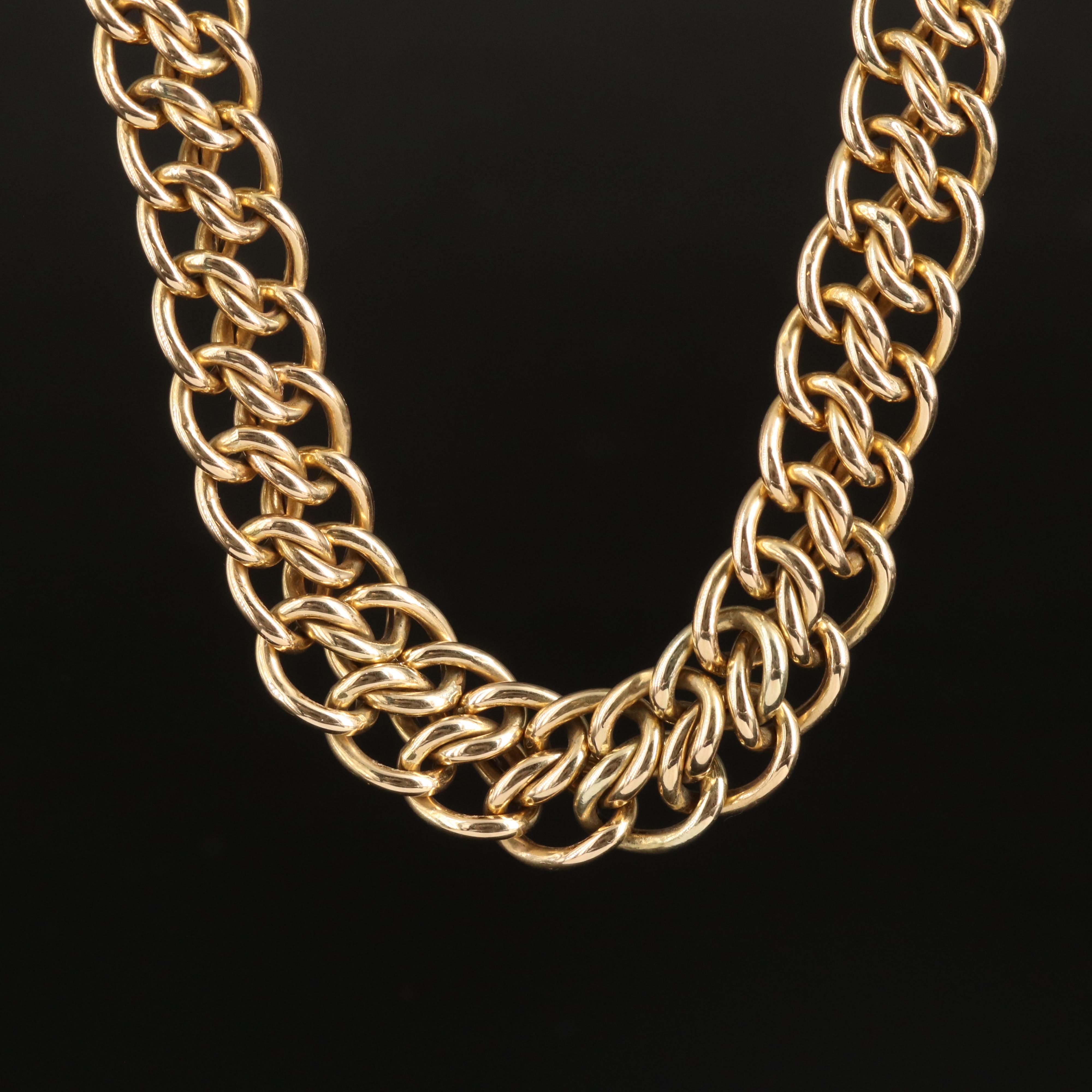 Italian 14K Graduated Fancy Link Necklace