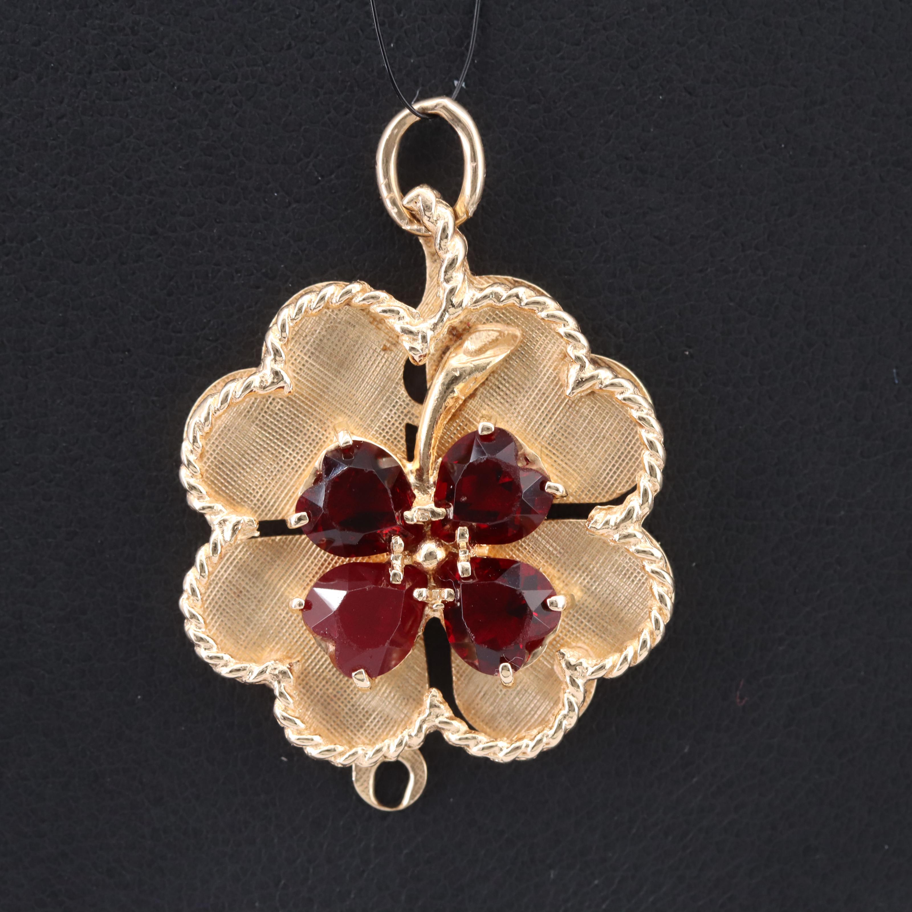 Vintage 14K Glass Clover