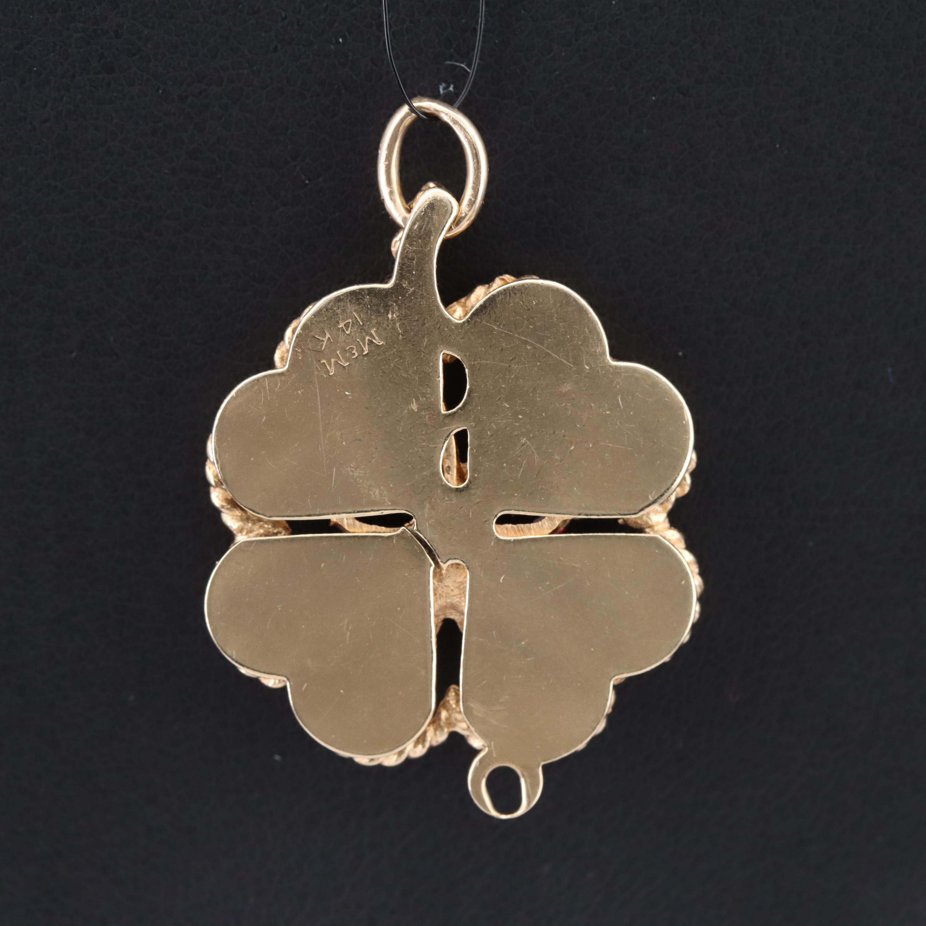 Vintage 14K Glass Clover
