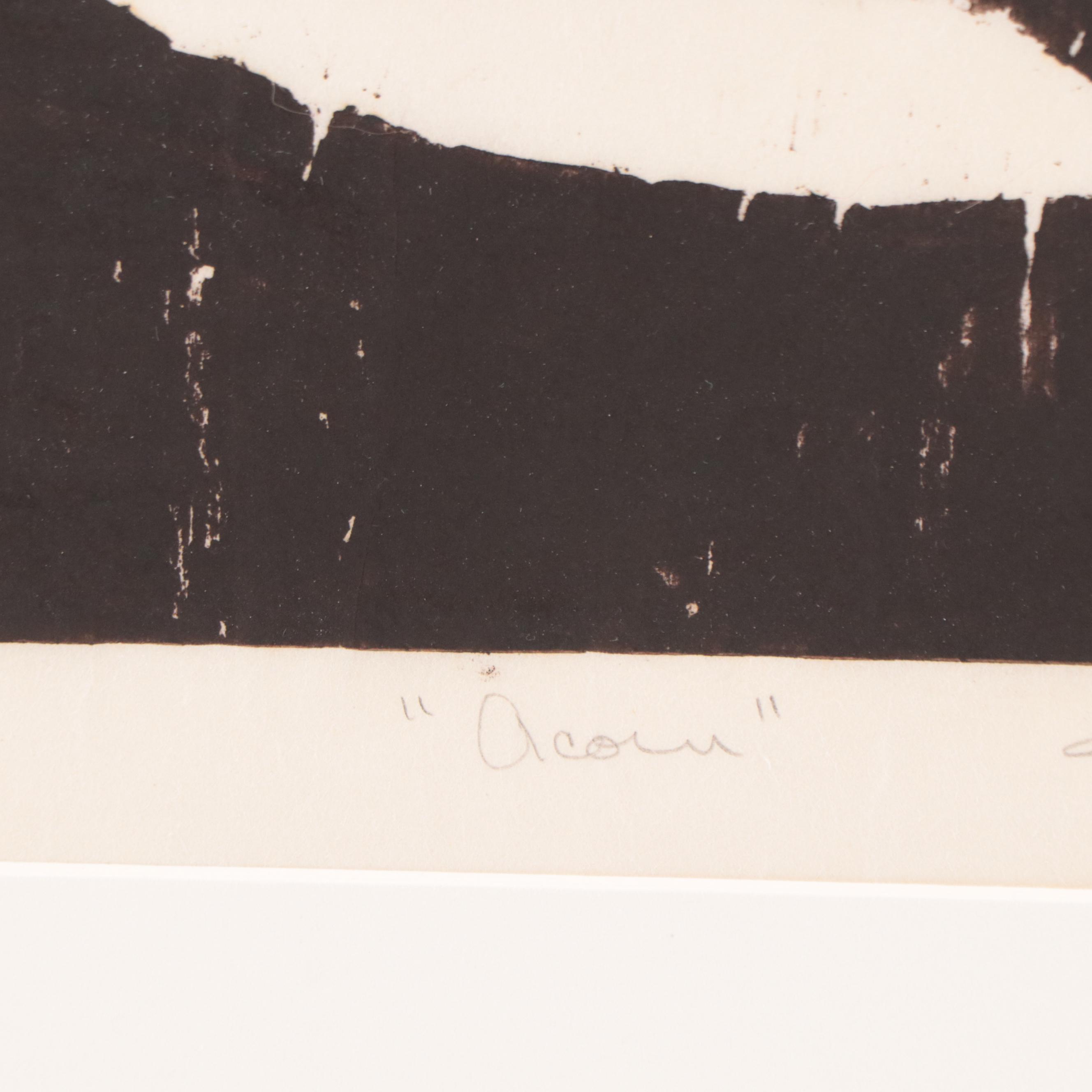 Kathryn W. Power Woodcut "Acorn"