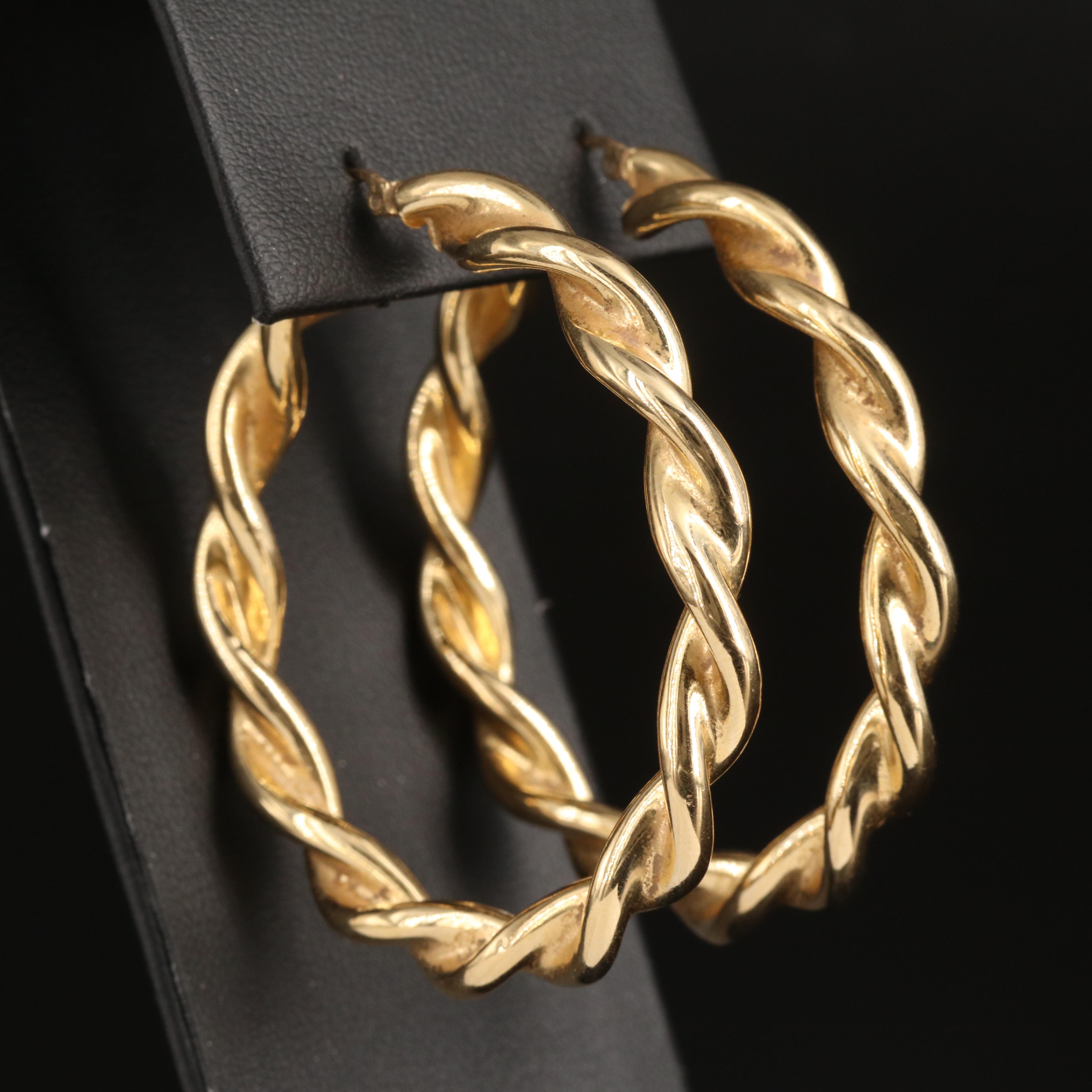 14K Fluted Hoop Earrings