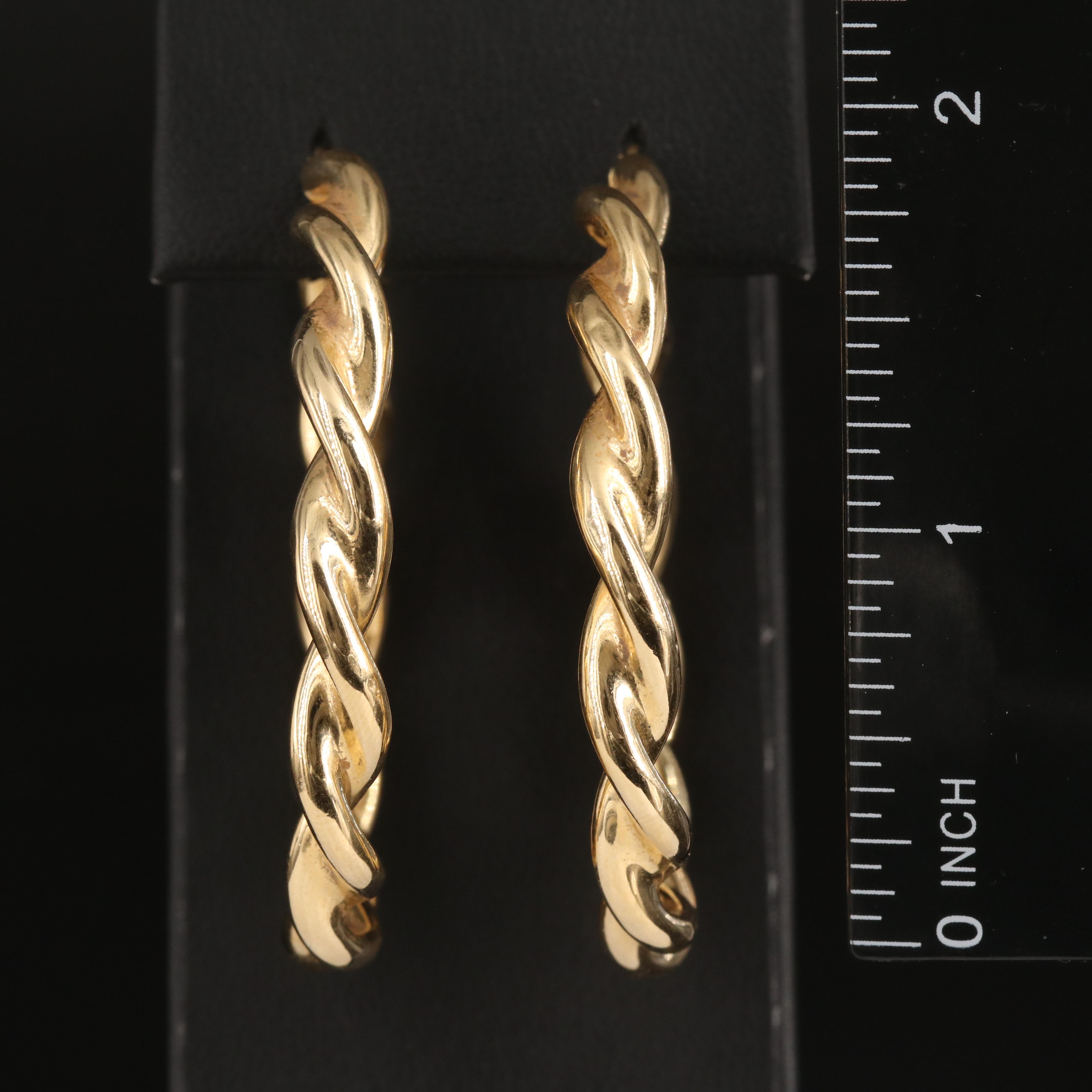 14K Fluted Hoop Earrings