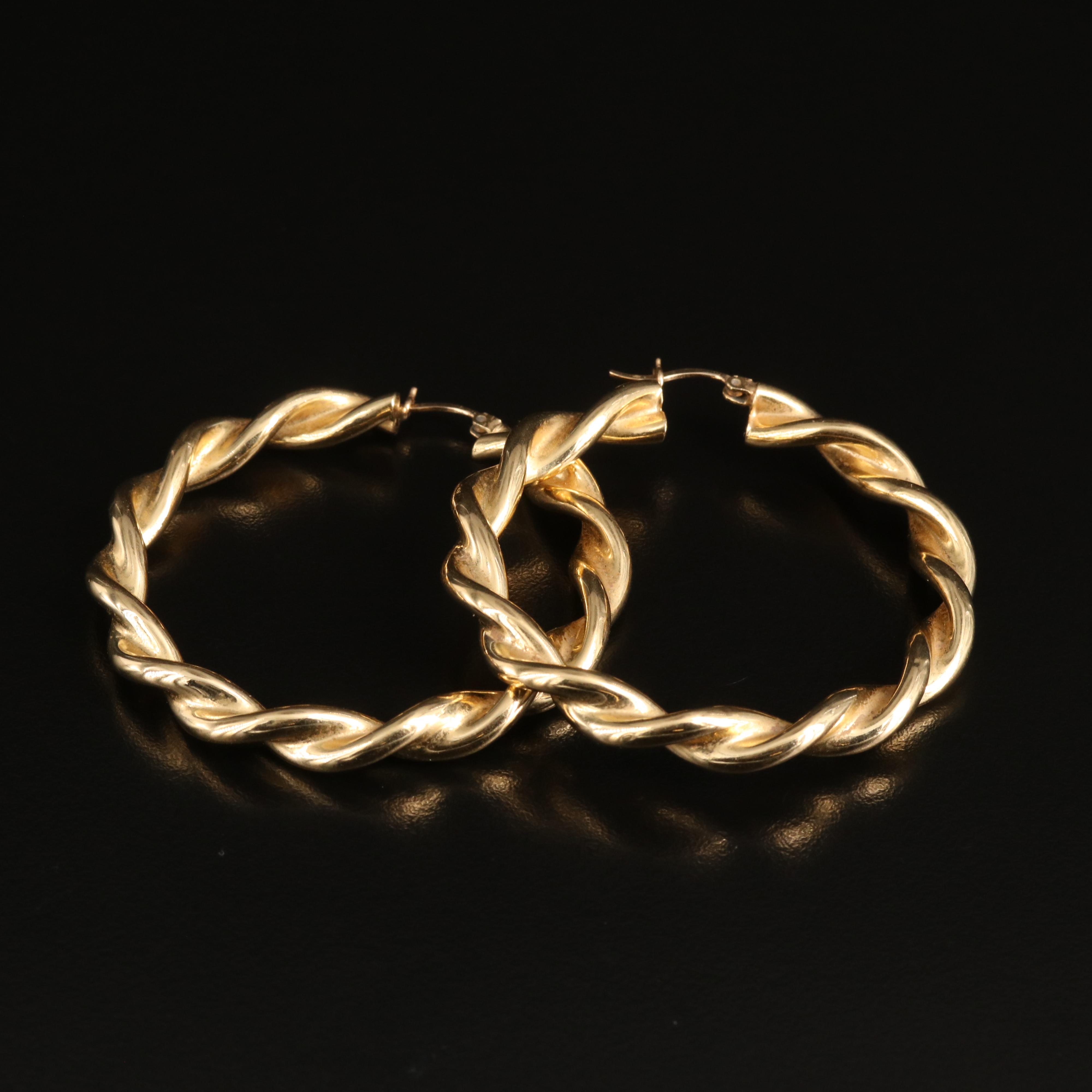14K Fluted Hoop Earrings
