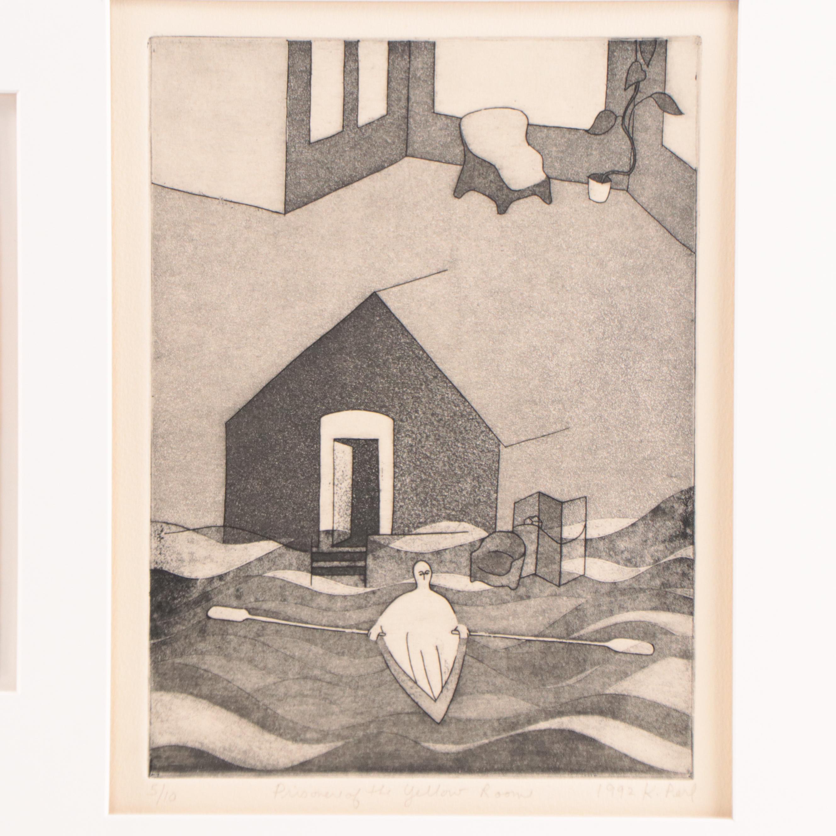 Karen M. Perl Triptych "Prisoner of the Yellow Room," 1993