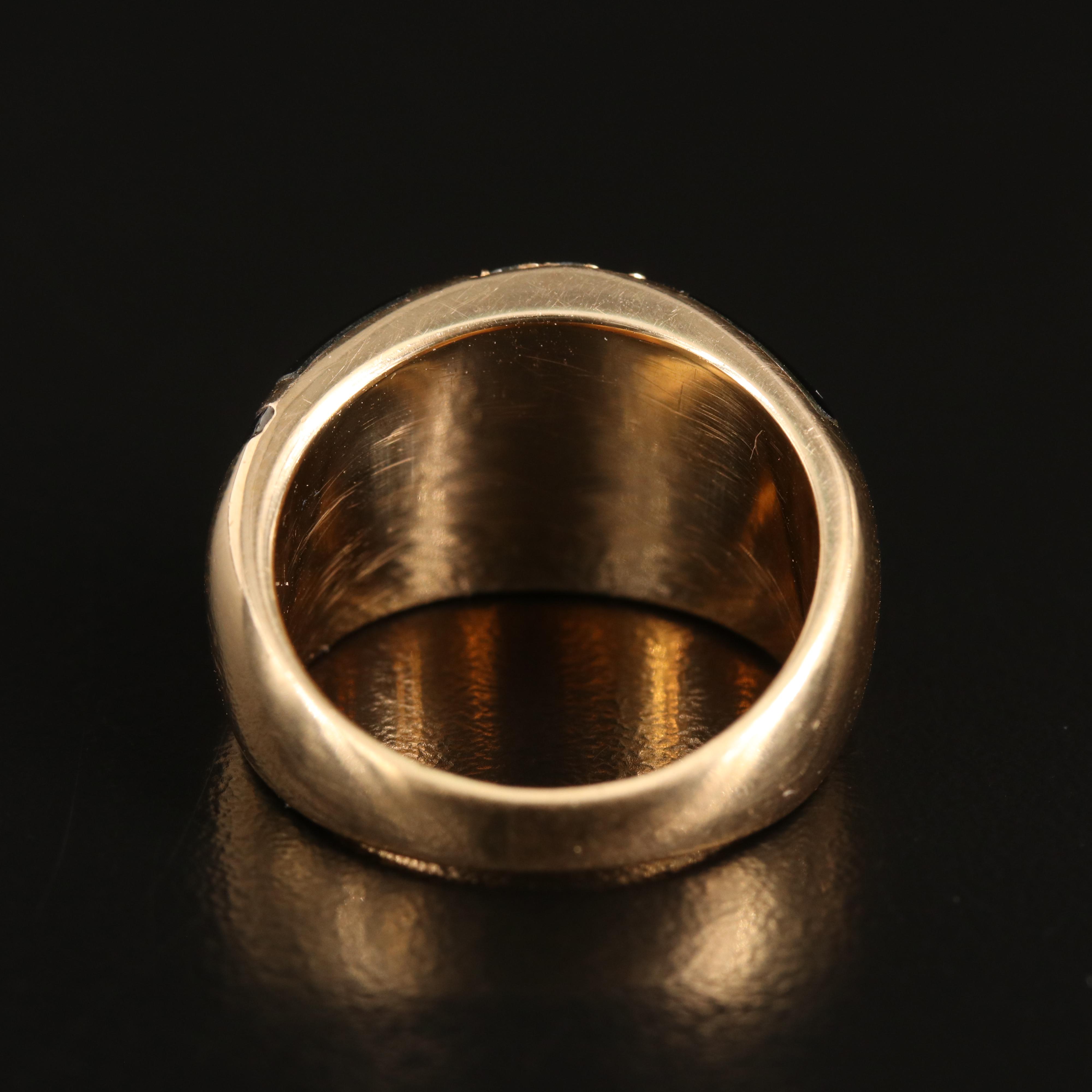 14K Mother-of-Pearl, Black Onyx and Diamond Scale Inlay Dome Ring