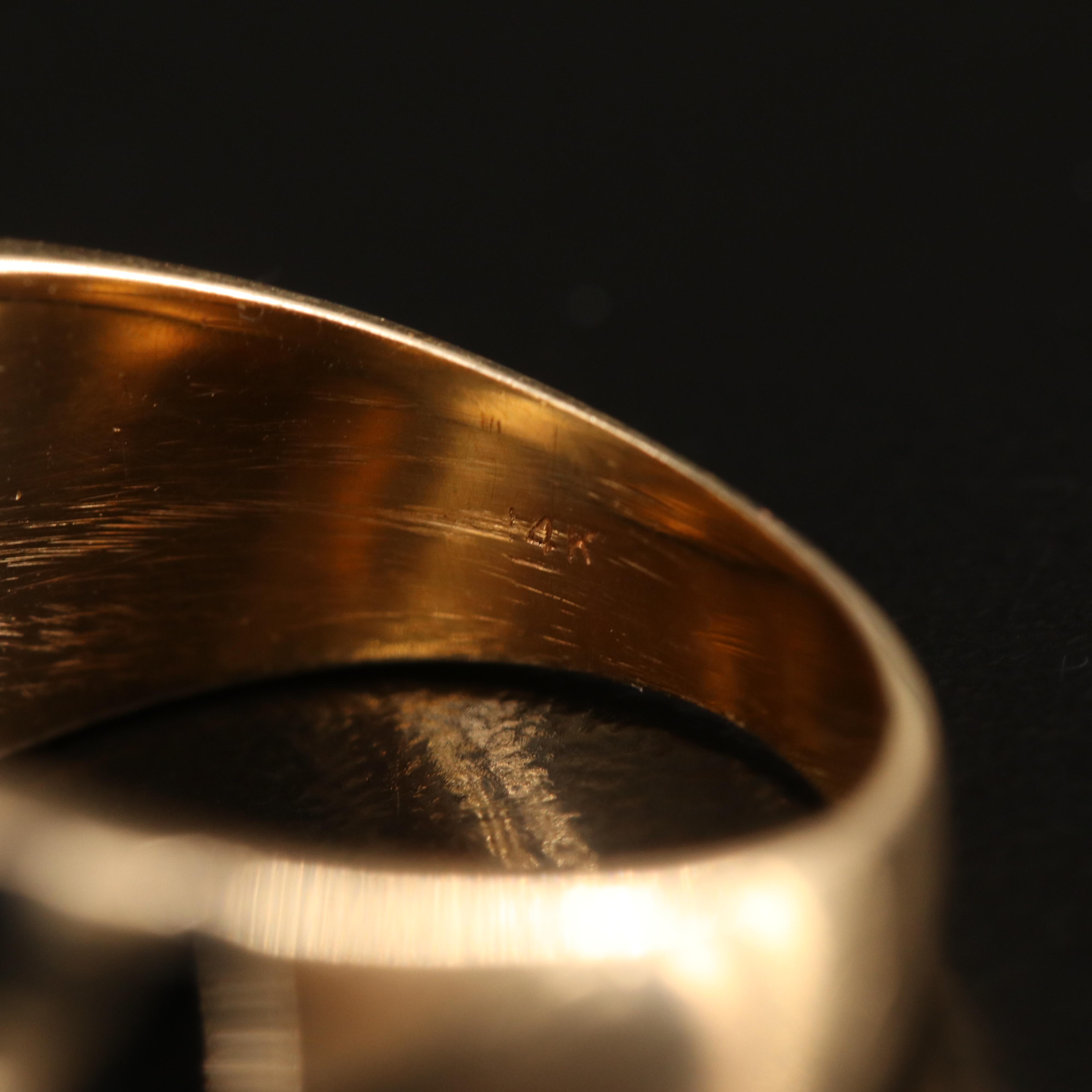 14K Mother-of-Pearl, Black Onyx and Diamond Scale Inlay Dome Ring