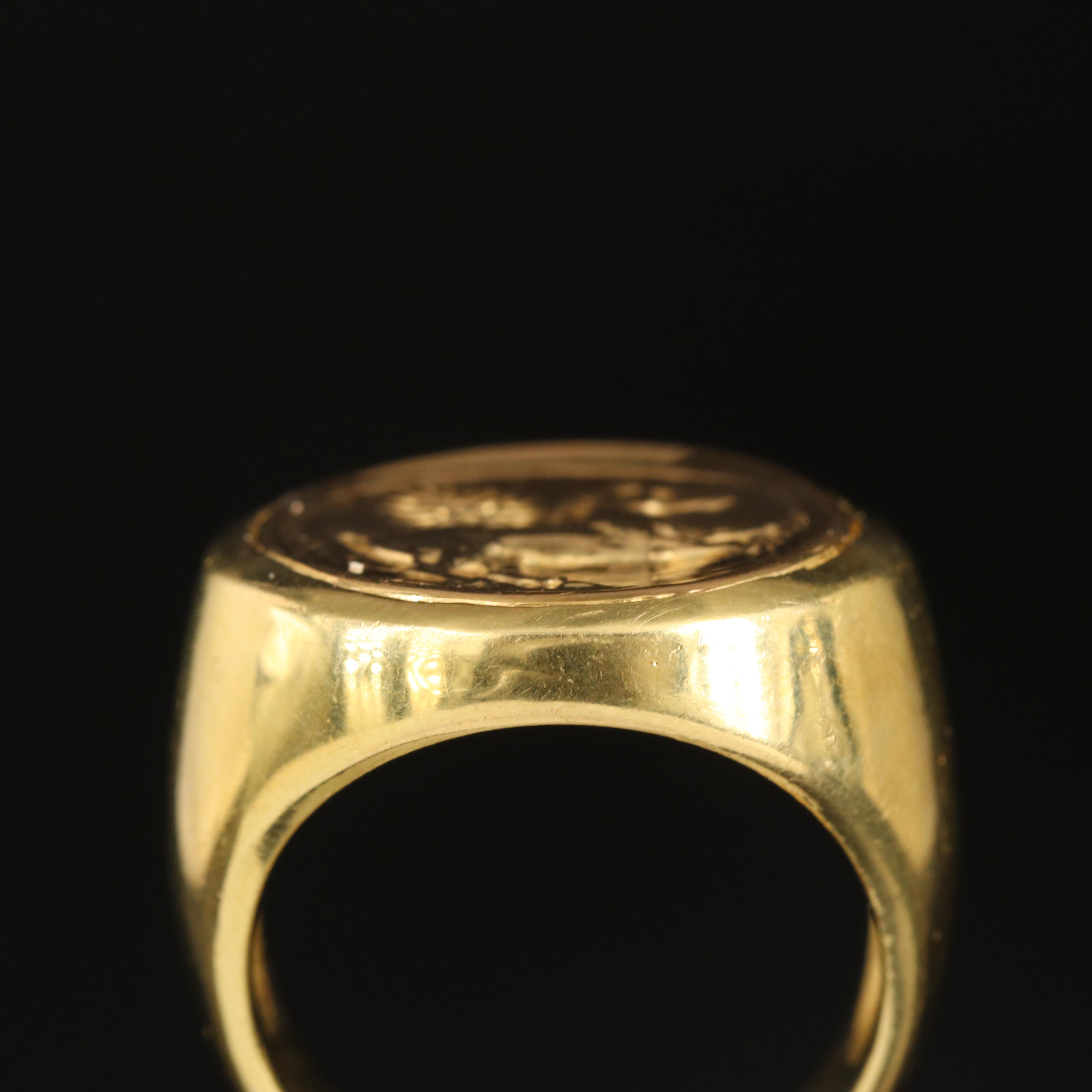 18K Rampant Stallion Signet Ring