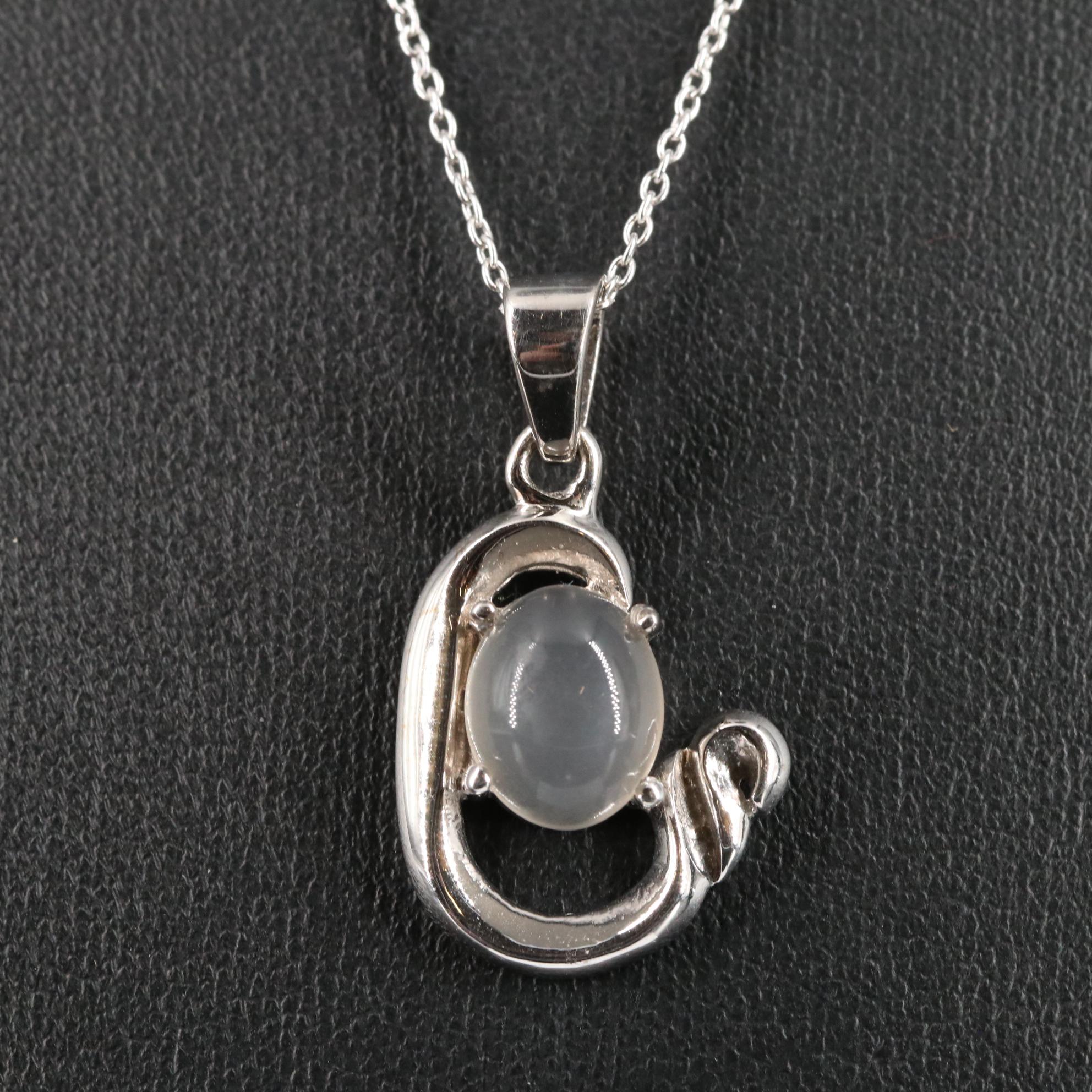 Sterling Moonstone Pendant Necklace