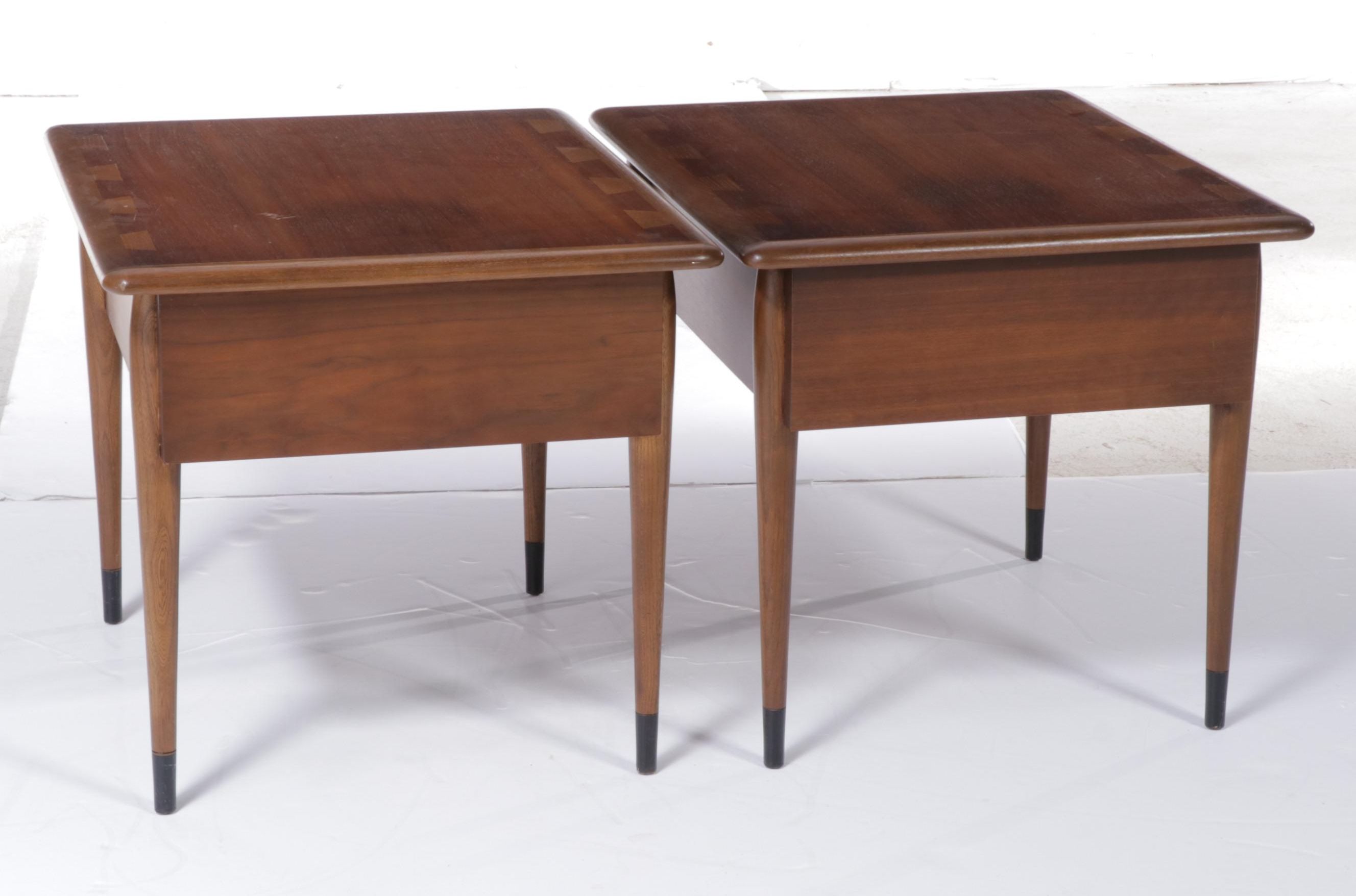 Pair of Andre Bus for Lane "Acclaim" Mid Century Modern Walnut & Ash Side Tables