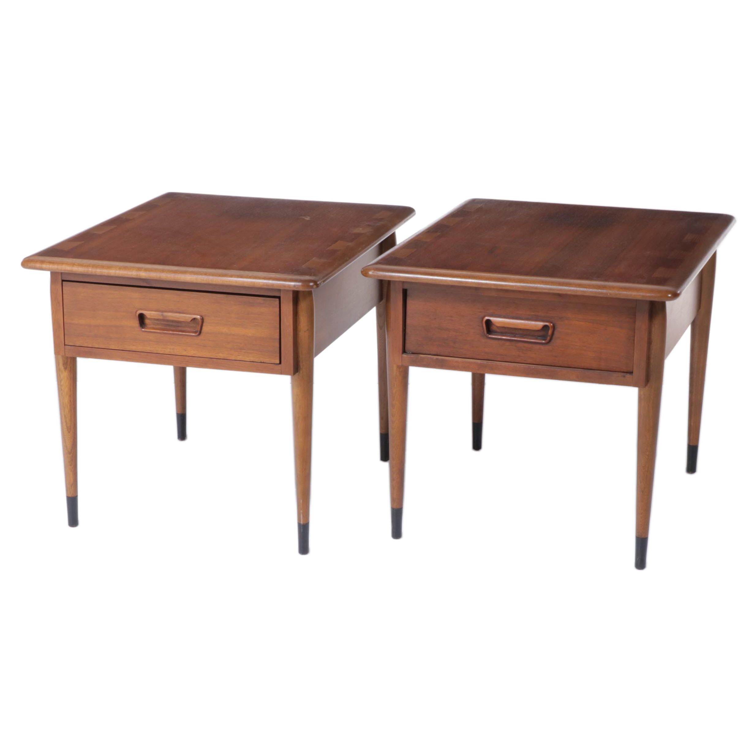 Pair of Andre Bus for Lane "Acclaim" Mid Century Modern Walnut & Ash Side Tables