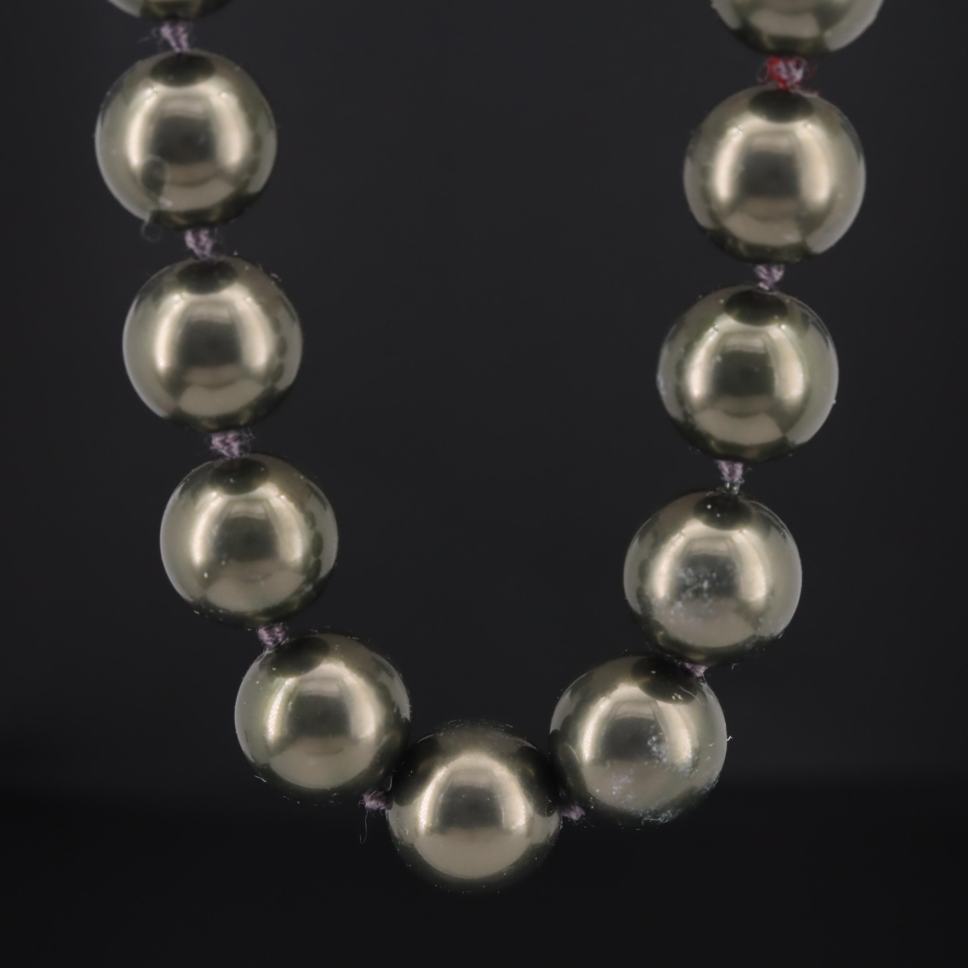 Faux Pearl Necklace with 14K Cubic Zirconia Clasp