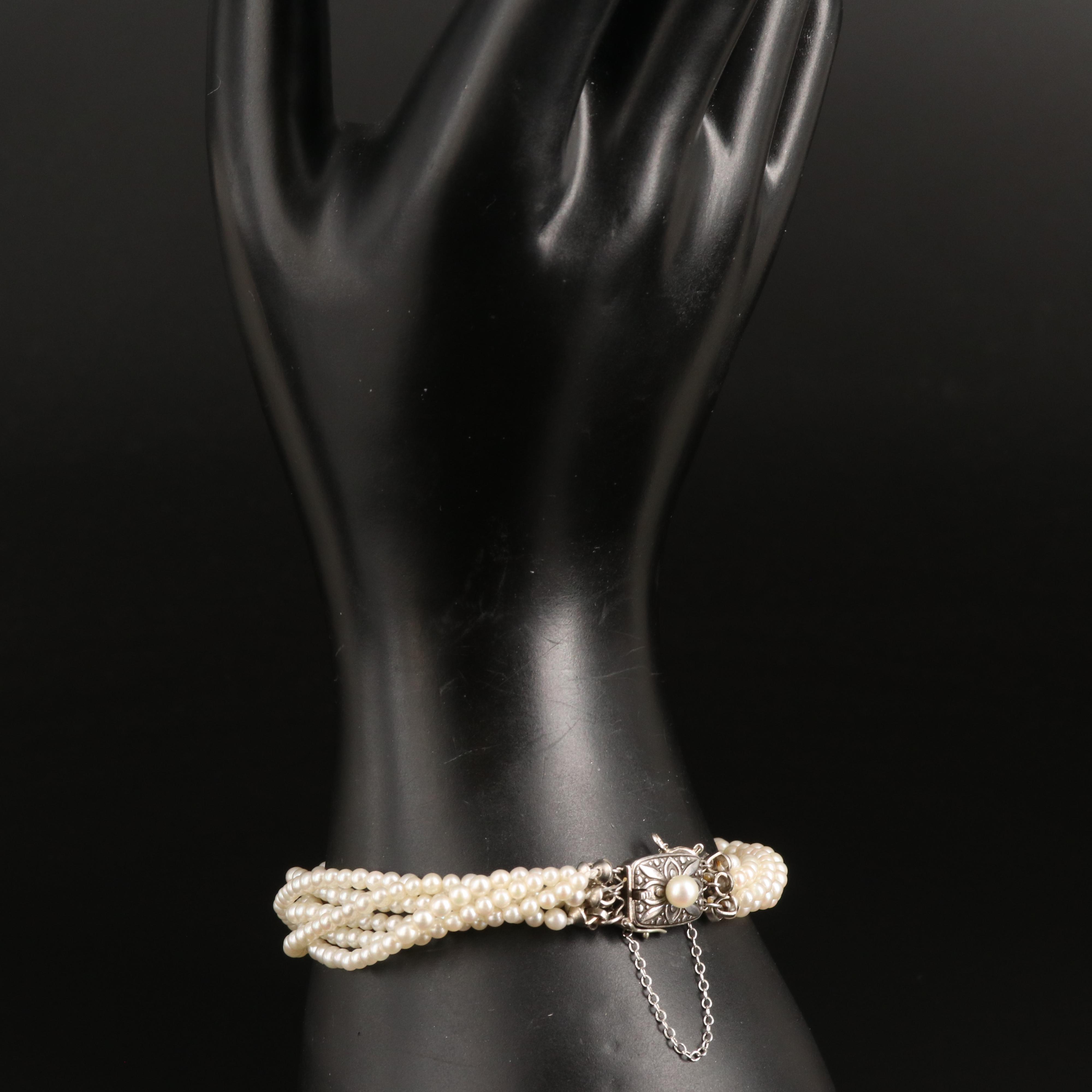 Mikimoto Pearl Torsade Bracelet with Sterling Clasp