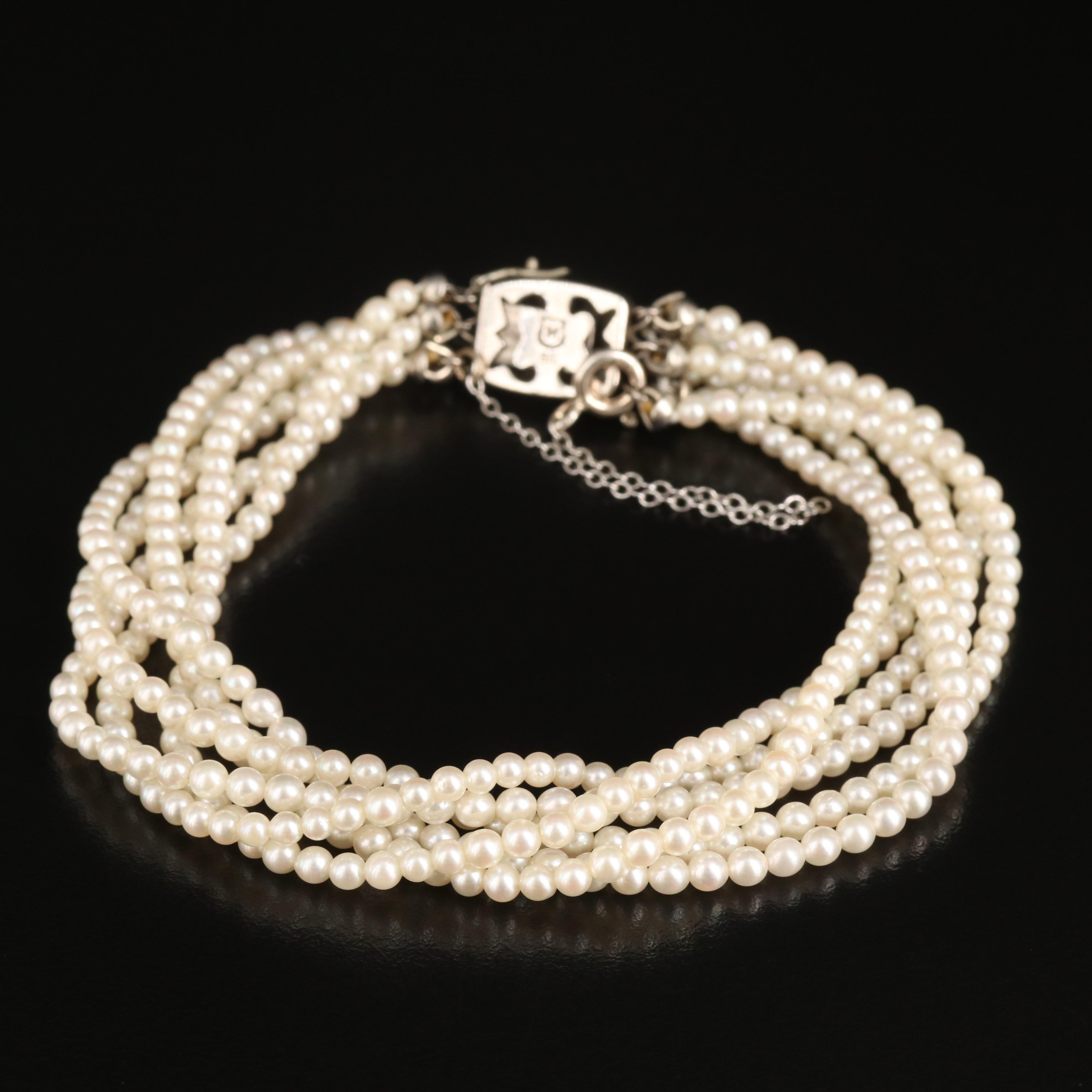 Mikimoto Pearl Torsade Bracelet with Sterling Clasp