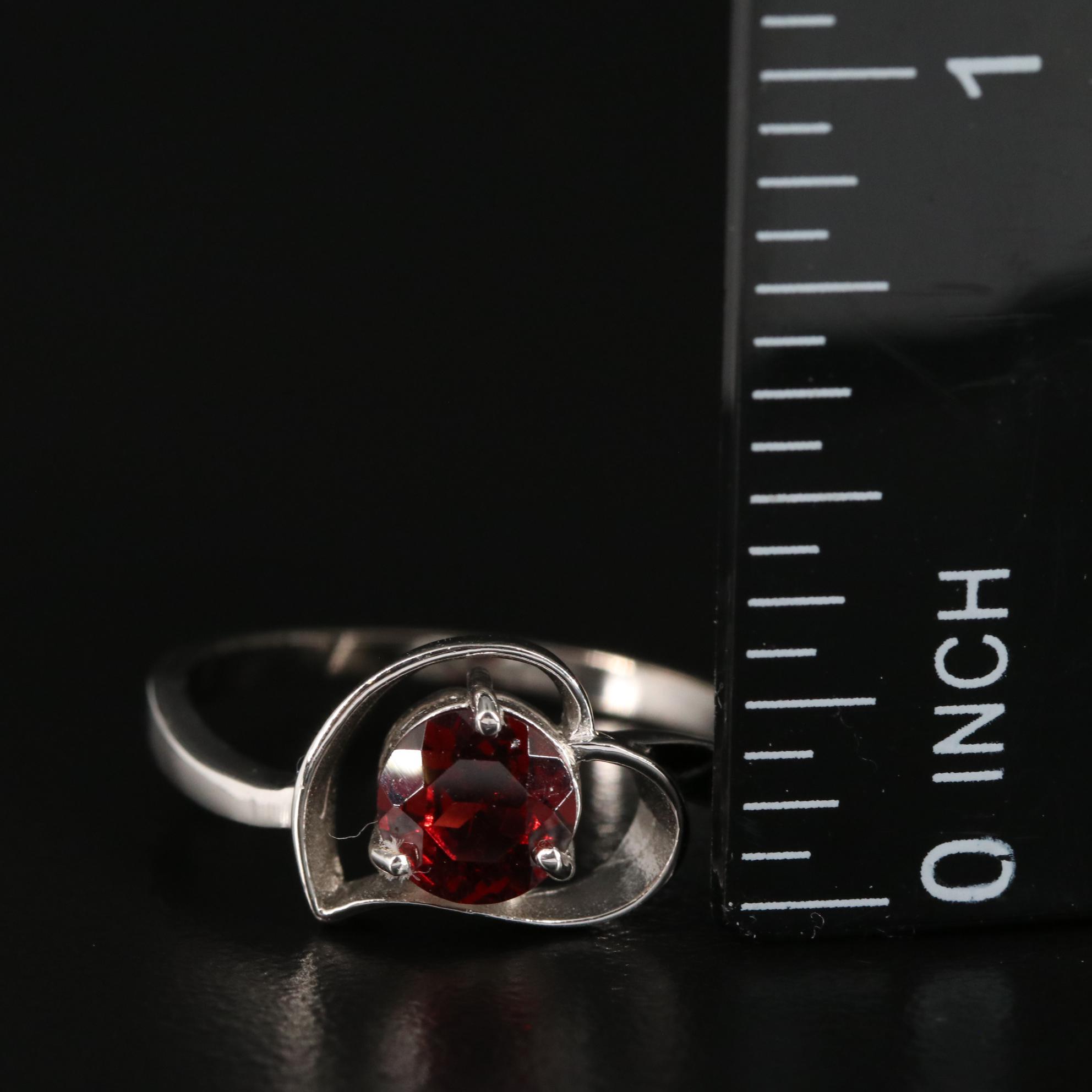 Sterling Garnet Heart Ring