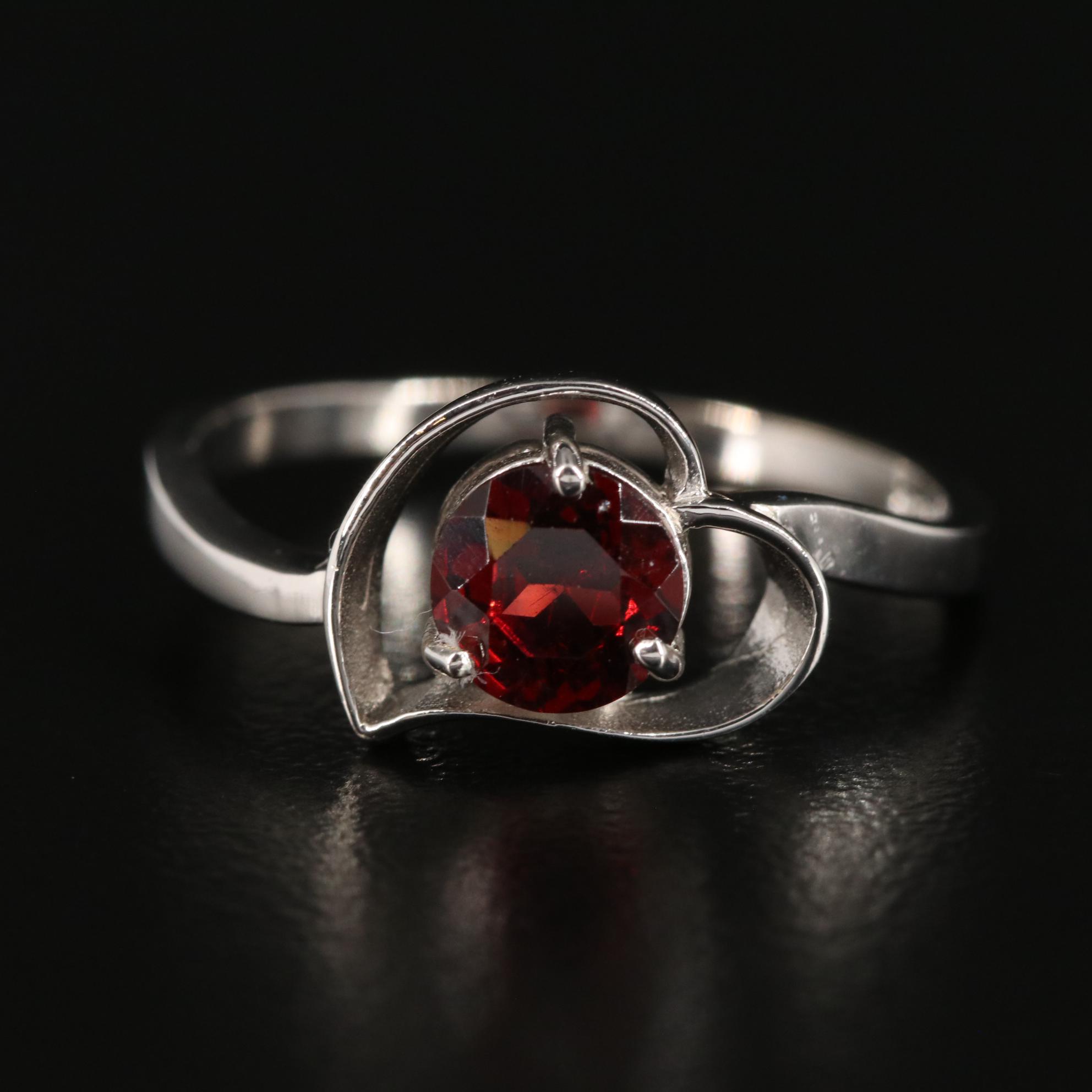 Sterling Garnet Heart Ring