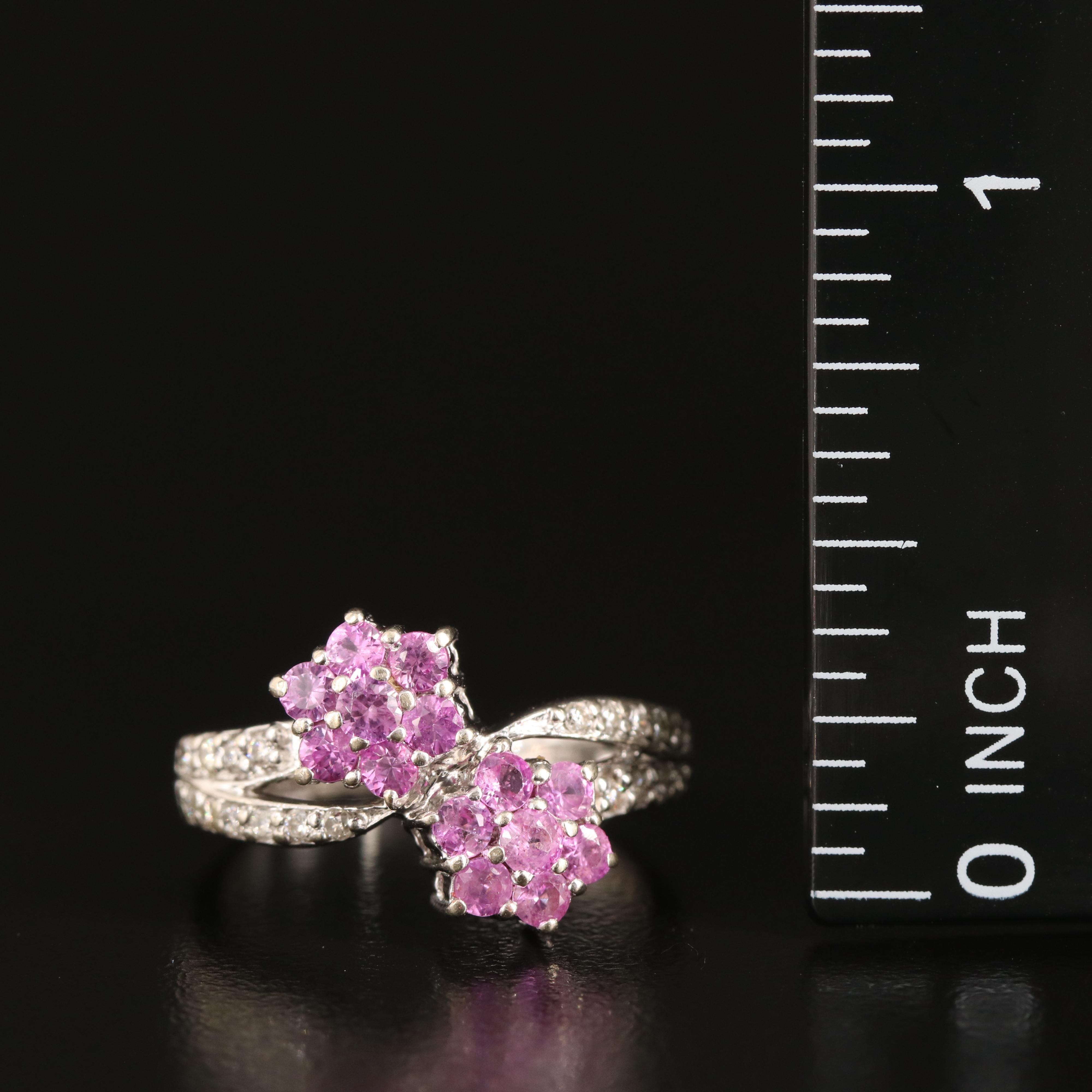 14K Pink Sapphire and Diamond Bypass Ring