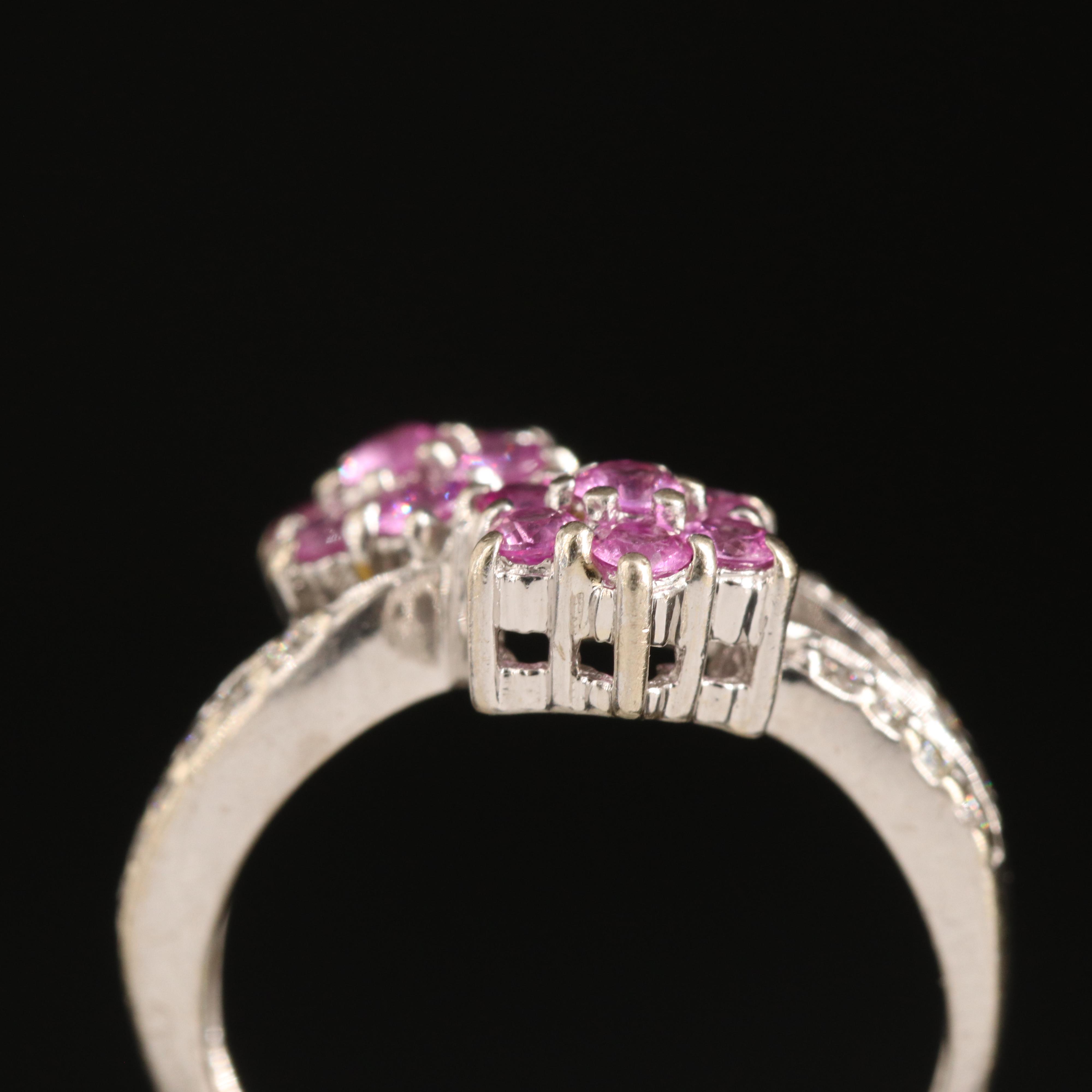 14K Pink Sapphire and Diamond Bypass Ring