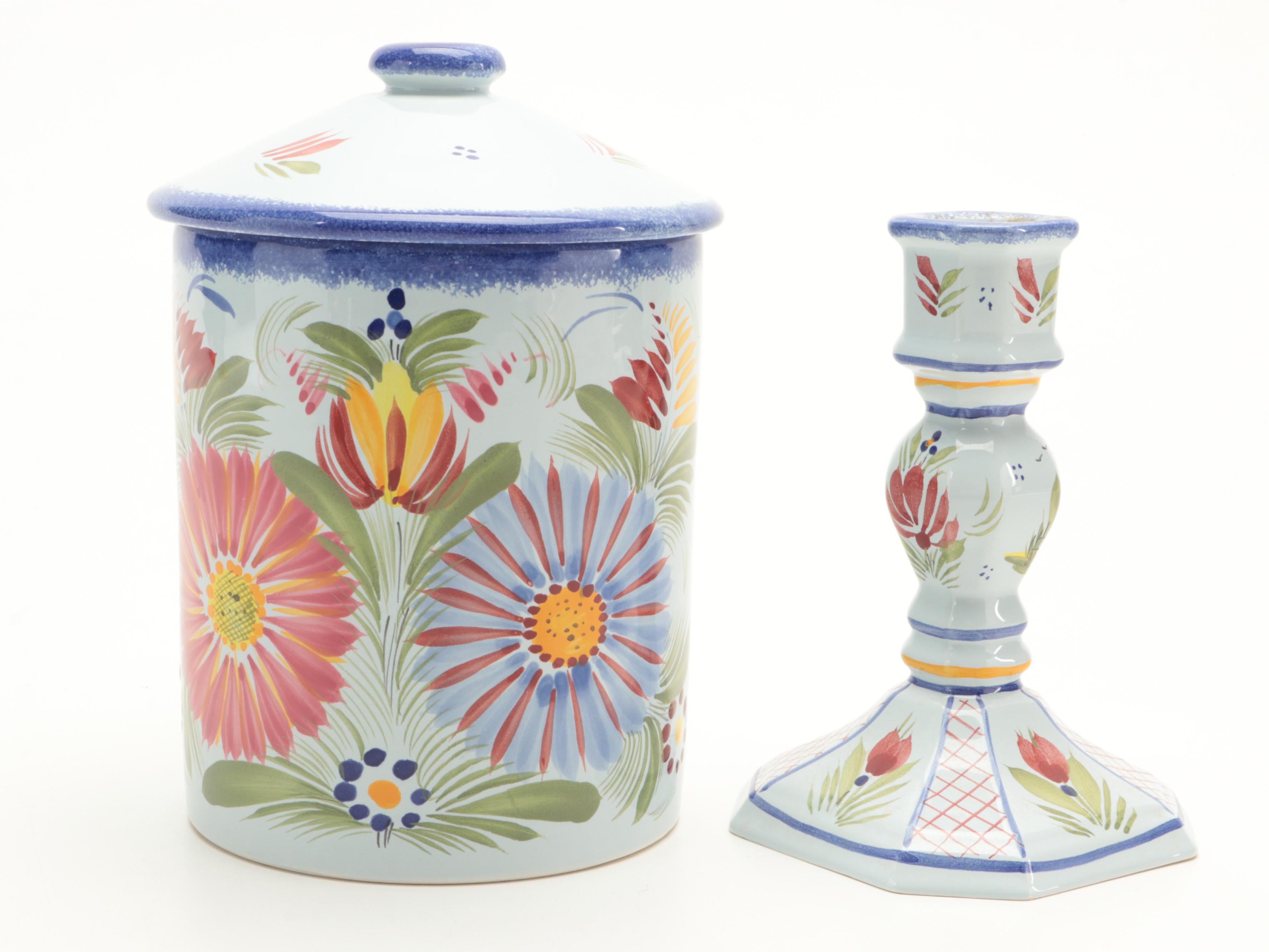 Quimper "Fleuri Royal" Ceramic Jar and More Quimper Tableware and Décor