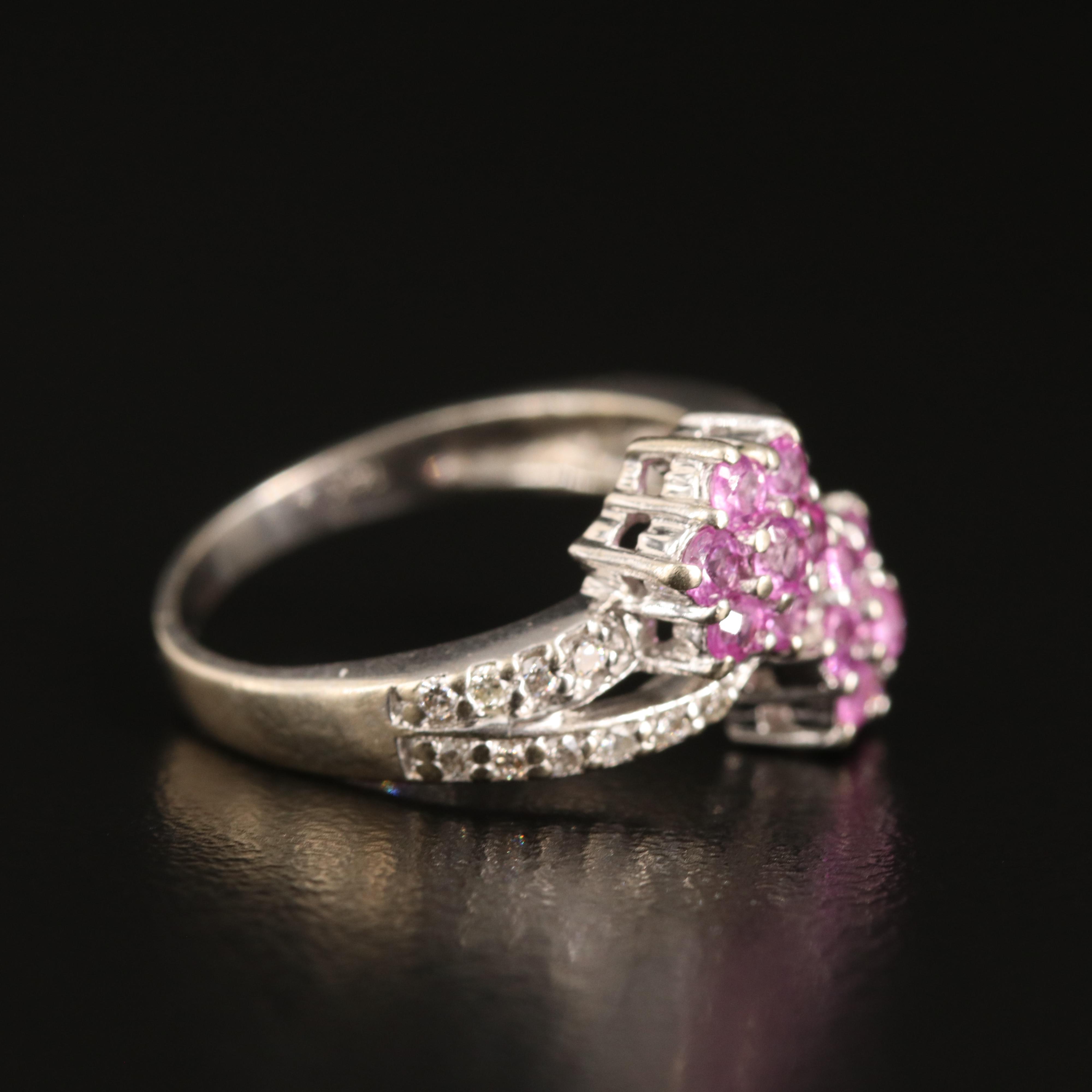14K Pink Sapphire and Diamond Bypass Ring